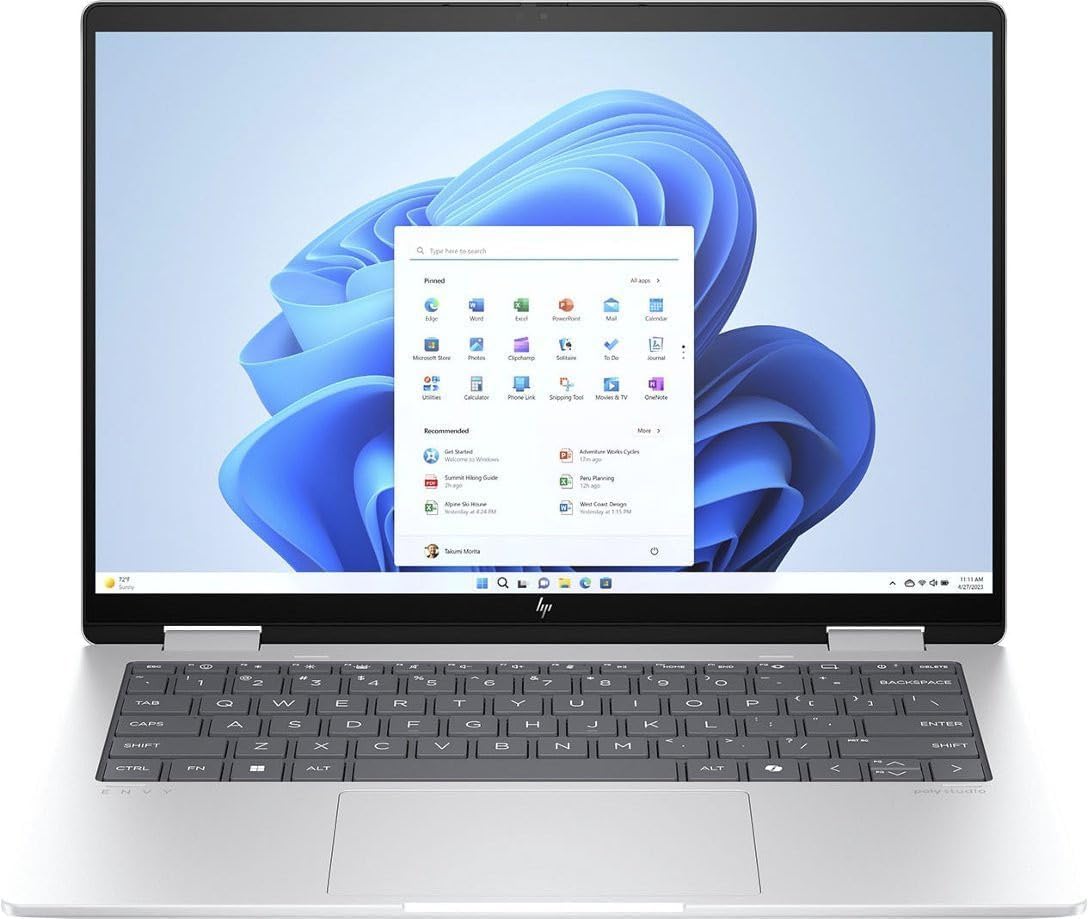 Hp Envy X360 2-In-1 Laptop For Creator, Photographer, Designer (14'' Fhd+ Touchscreen, Amd Ryzen 5 8640Hs, 16Gb Lpddr5 Ram, 1Tb 