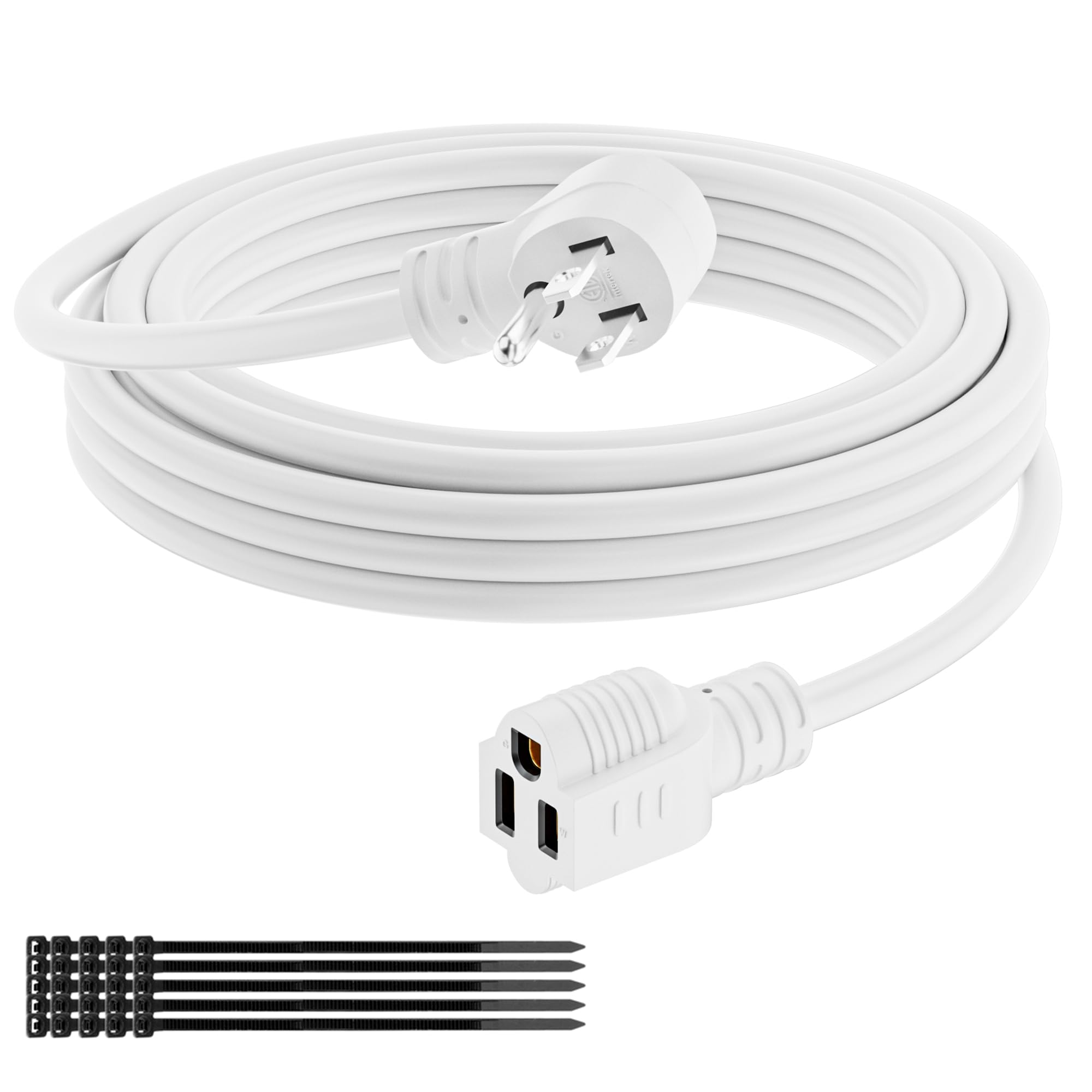 Extension Cord 15 Ft, 3 Prong Extension Power Cord, 90 Degree Right Angle Plug Design, 16/3 Gauge Flexible Cold, 13A 1625W 16Awg