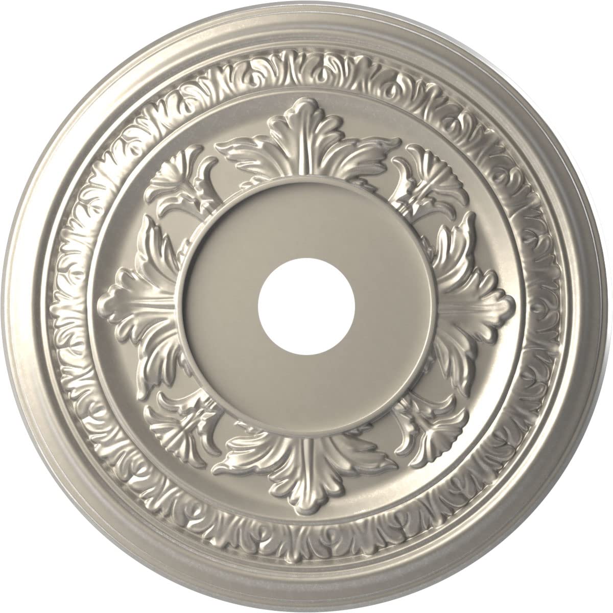Ekena Millwork CMP22BABAL Baltimore Thermoformed PVC Ceiling Medallion (Fits Canopies up to 7 3/4), 22OD x 3 1/2ID x 1P, Bright 