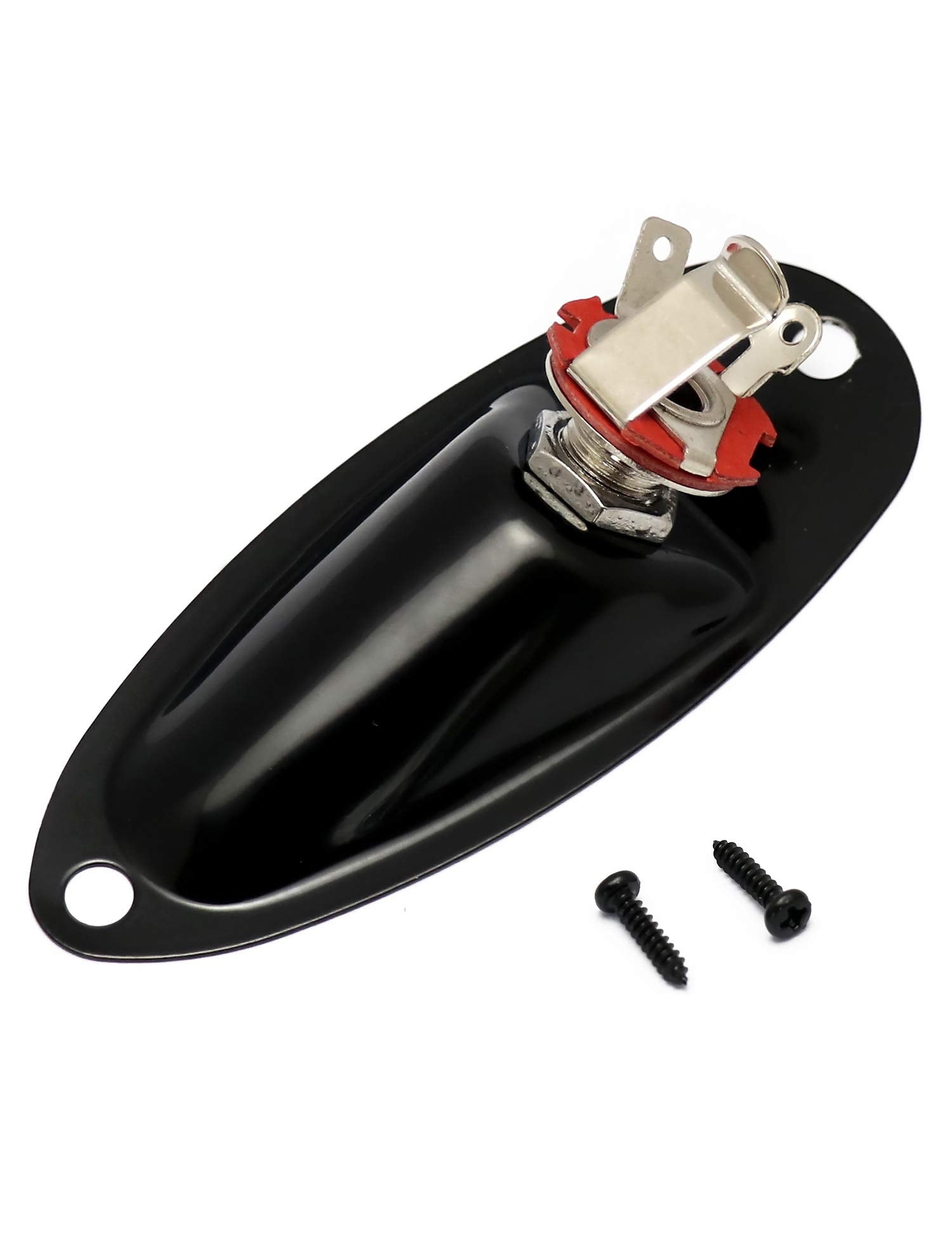 Metallor Output Input Jack Plate Socket With Screws Boat Style For Strat Style Electric Guitar Parts Replacement Black.
