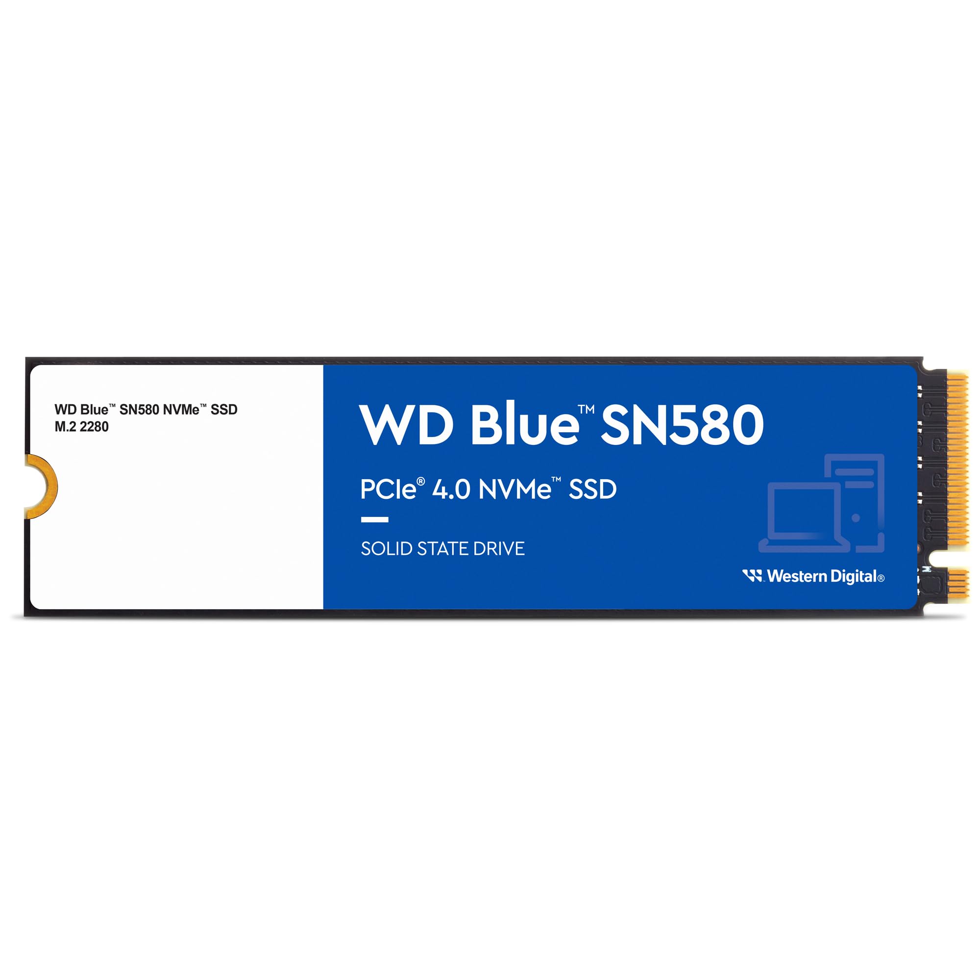 Western Digital 1TB WD Blue SN580 NVMe Internal Solid State Drive SSD - Gen4 x4 PCIe 16Gb/s, M.2 2280, Up to 4,150 MB/s - WDS100