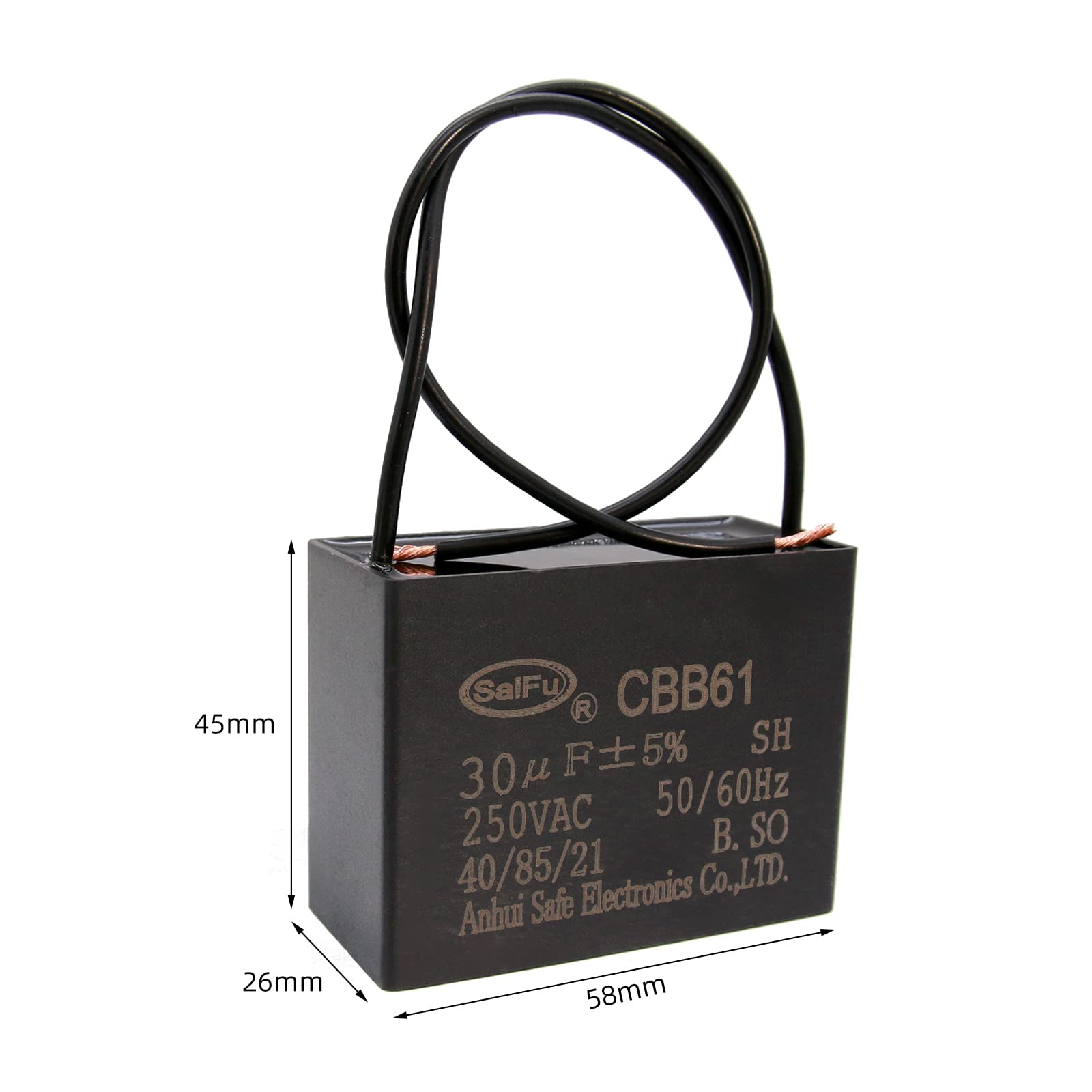 Akzytue Cbb61 Capacitor 30Uf 250V Ac Ceiling Fan 2 Wire 50/60Hz For Starting Electric Fan Generator Pump Motor