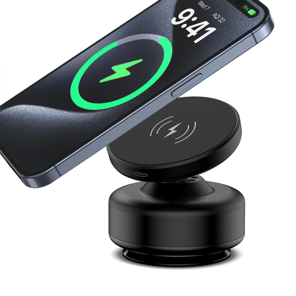 Jkoailiwi 15W Wireless Charger Suction Magnetic Phone Holder For Magsafe, 360 Adjustable Magnetic Suction Car Mount, Vacuum Phon