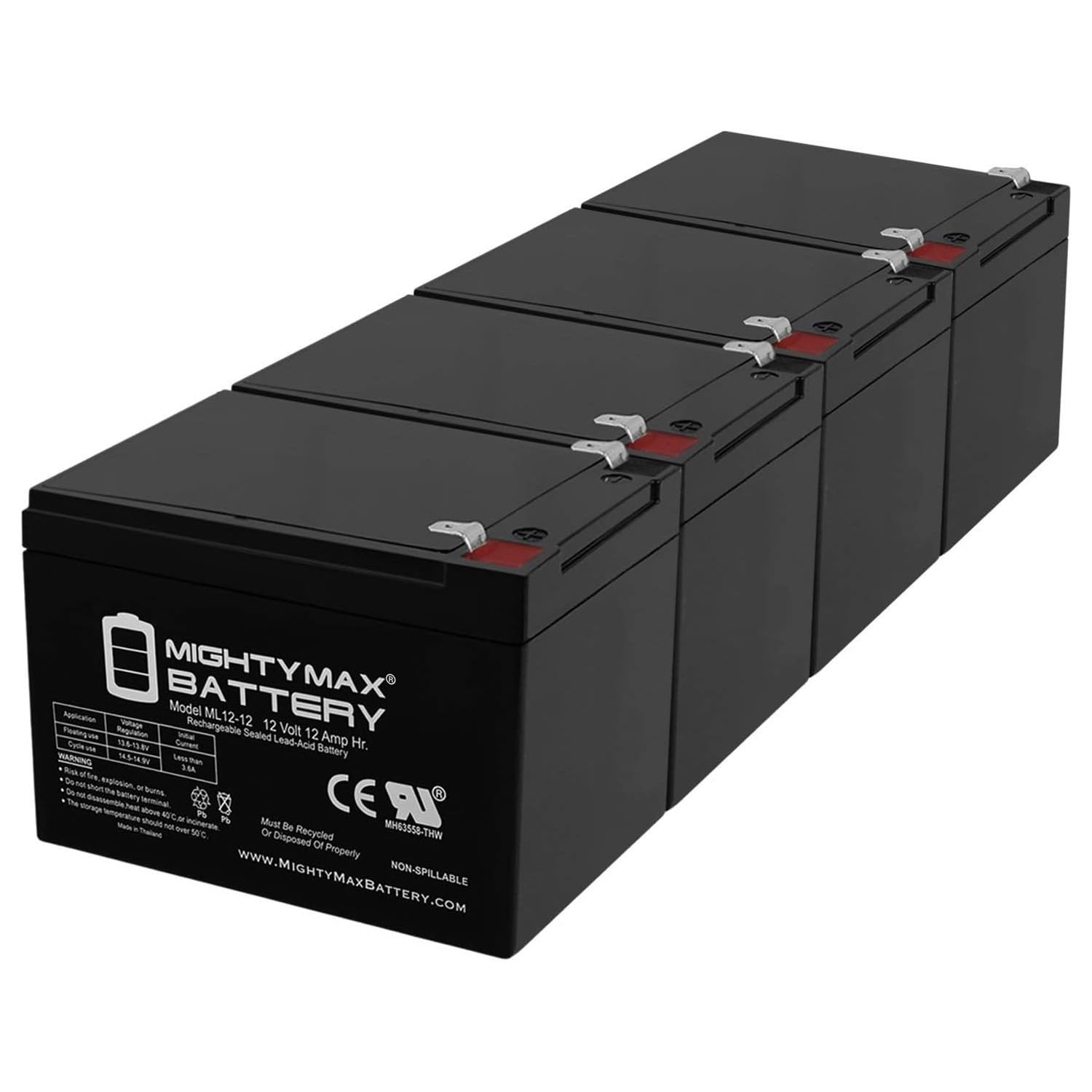 ML12-12 - 12 VOLT 12 AH SLA BATTERY F2 TERMINAL - PACK OF 4