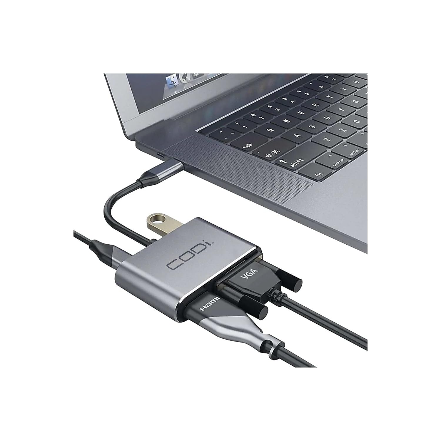 CODi 4-in-1 USB-C Display Adapter HDMI VGA USB-C PD USB-A 3.0 A01063 CNC Aluminum