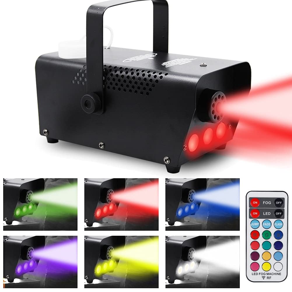 Atdawn Fog Machine With Lights, 500W Smoke Machine With 12 Colors Lights And Wireless Remote Control For Stage Party Effect, Hal