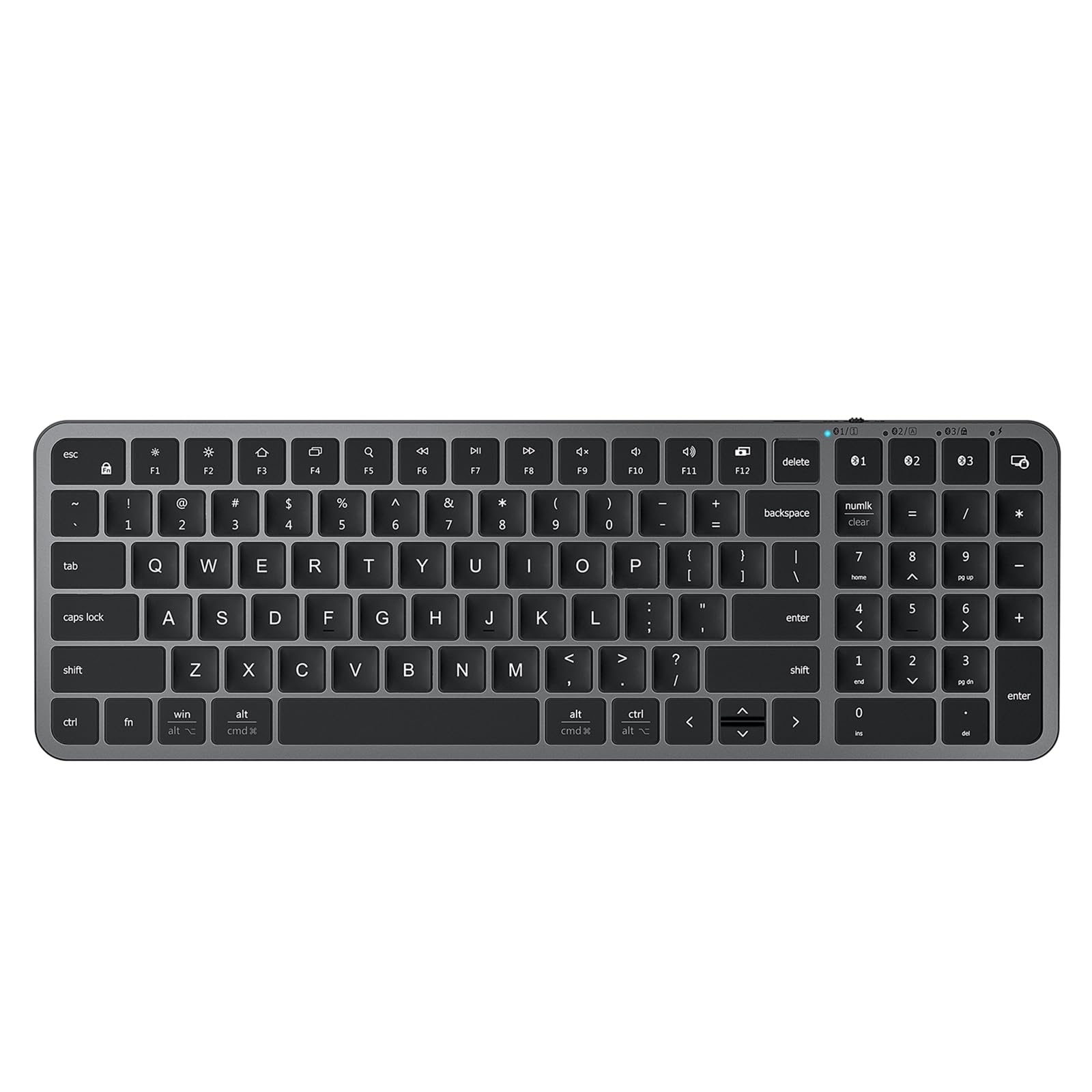 iClever Bluetooth Keyboard with Numeric Keypad  MultiDevice Support, Stable Connection, Compact Design, Enhanced Typing Experi