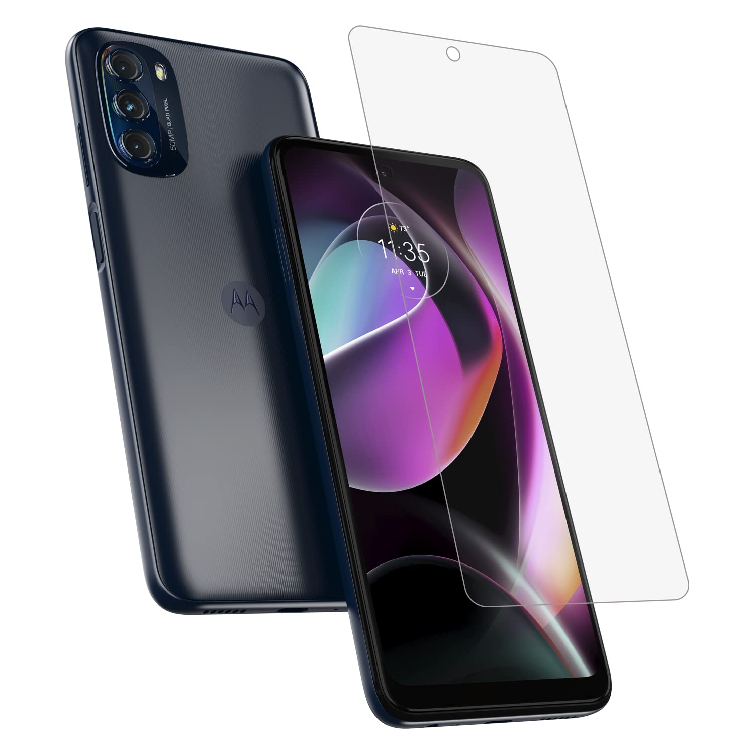 Motorola Moto G 5G (2022) Protective Bundle- Precision Fit Black Case + 9H Glass Screen Protector With Anti Fingerprints/Smudge