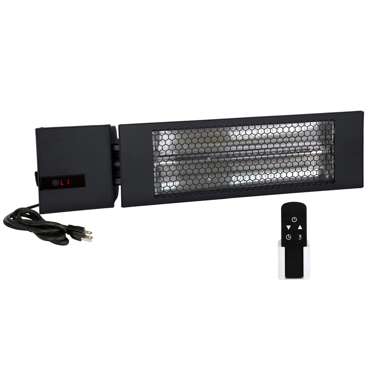 King Rk1215 Rmt Plg Blk Electric Indoor/Outdoor Infrared Radiant Heater W/ 15A Plug & Remote, 24'', 1500W / 120V