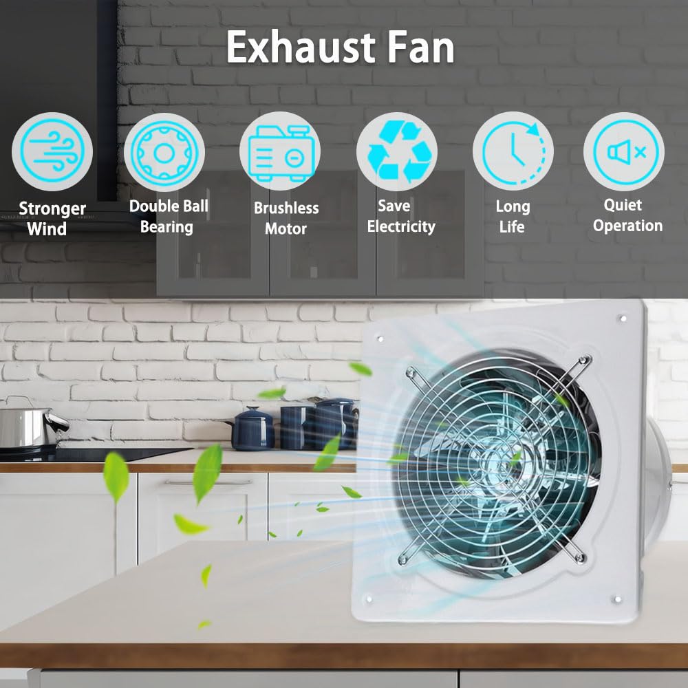Rlozui 6 Inch Exhaust Fan, 382Cfm Wall Mounted Vent Fans, Ventilation Fan Bathroom Garage Attic Exhaust Fan Ceiling And Wall Mou