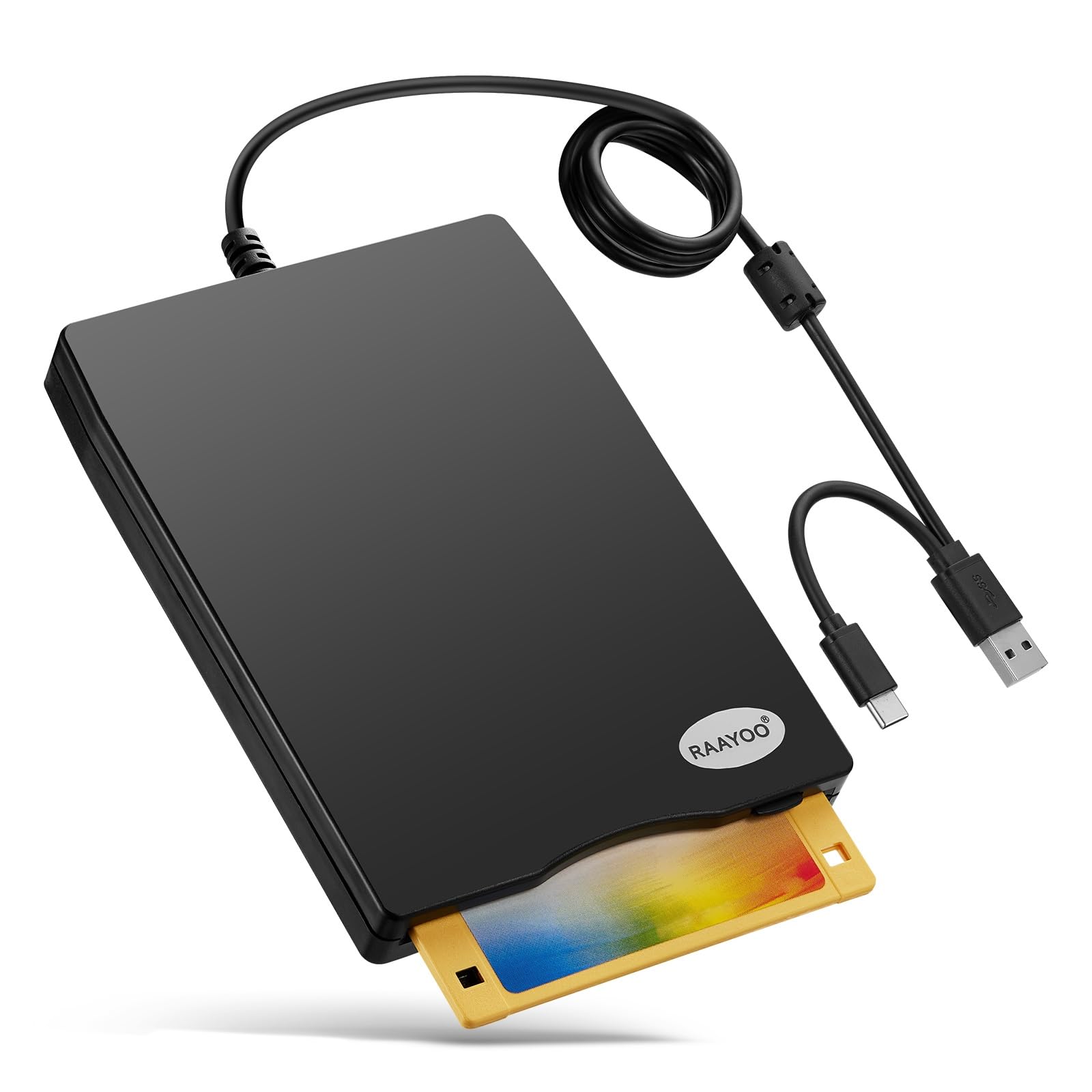 Floppy Disk Reader, External Usb 2.0 & Type C Floppy Disc Reader, Portable 3.5 Inch 1.44 Mb Floppy Disk Drive For Pc Laptop And 