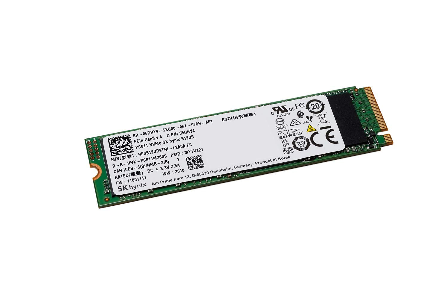 Hynix 512GB PC401 NVMe SSD HFS512GD9TNG HFS512GD9TNGTNI PCIe Gen 3 4Lane XMW6J for XPS 13 XPS 15 Asus Laptop Lenovo C940 Thinkb
