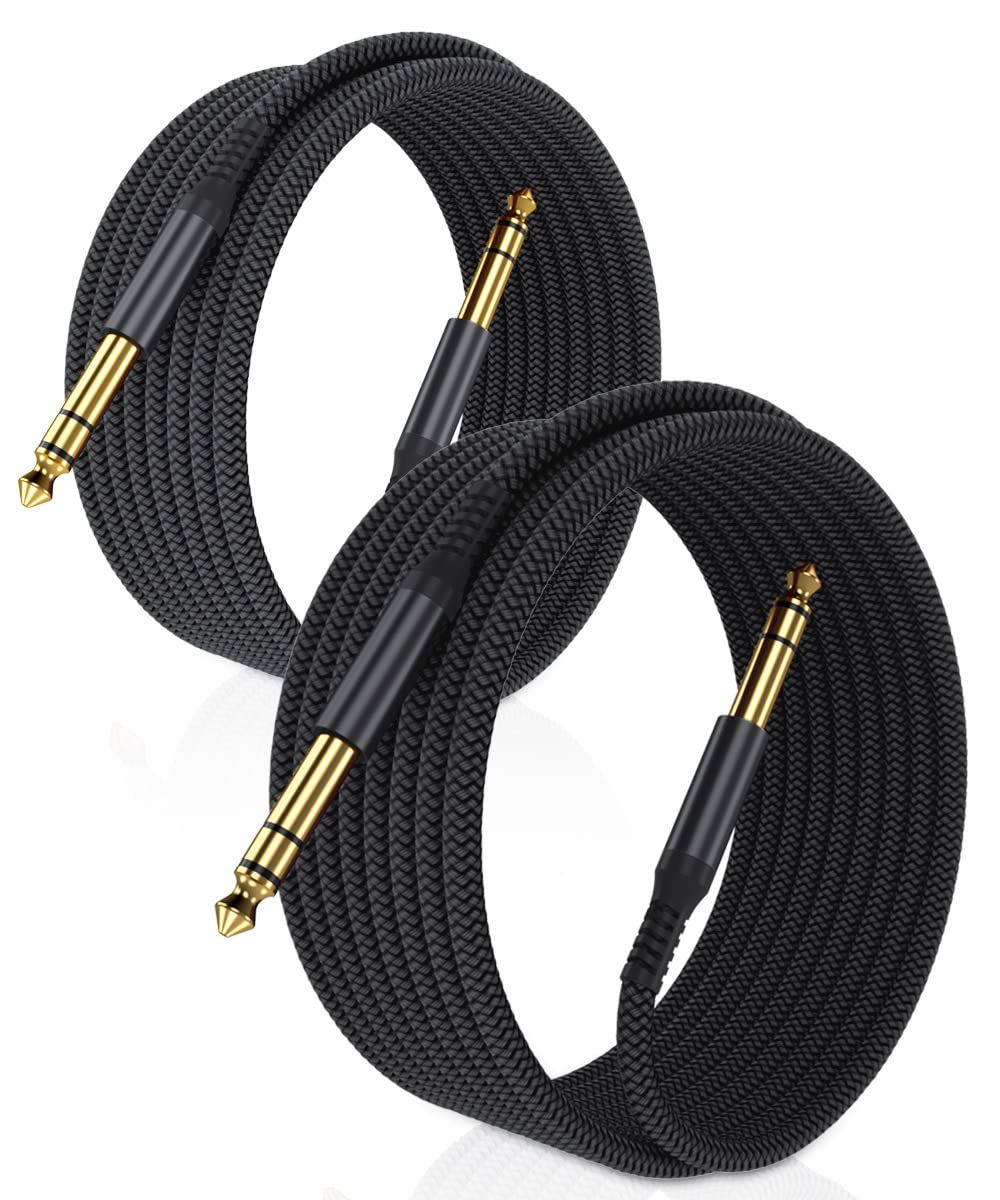Elebase 1/4 Inch Trs Instrument Cable 10Ft 2 Pack,Straight 6.35Mm Male Jack Stereo Audio Interconnect Cord,6.35 Mm Balanced Line