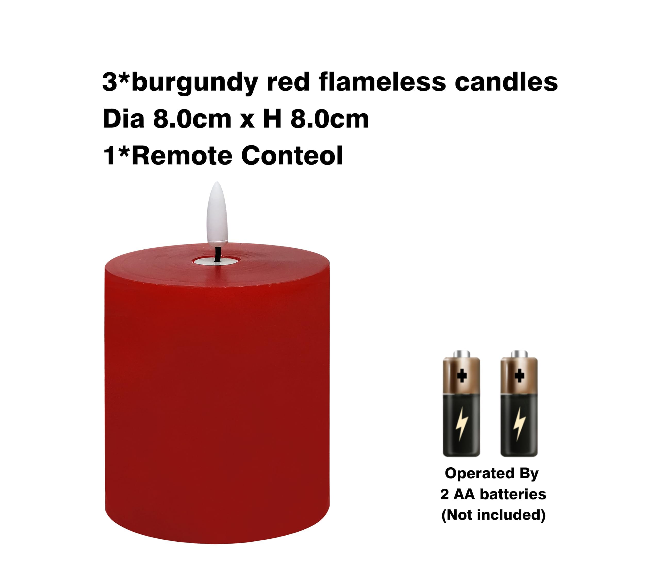 Bilymate Red Wax Flameless Candles   Realistic Flickering Led Pillar Candles With Remote & Timer, Battery Operated, For Valentin