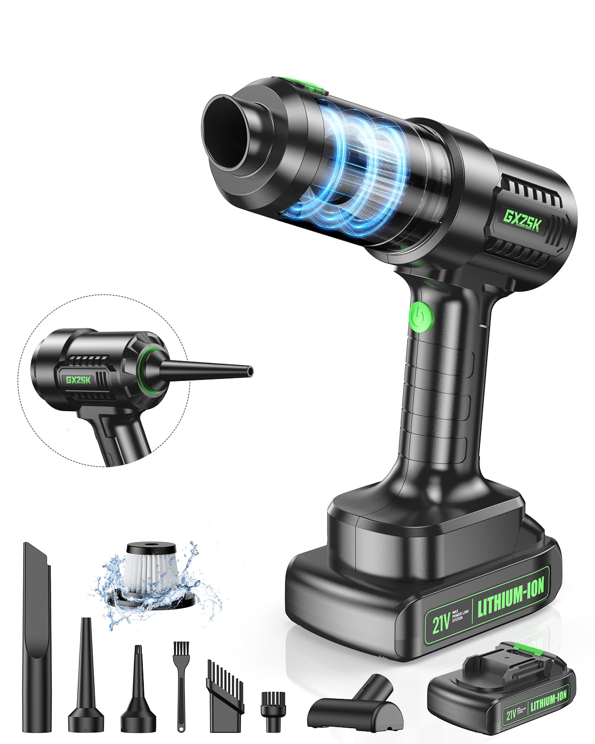 Handheld Car Vacuum Cleaner Cordless 18000Pa, 2 In 1 Air Duster & Vacuum Cleaner, High Power Portable Handheld Vacuum With Detac