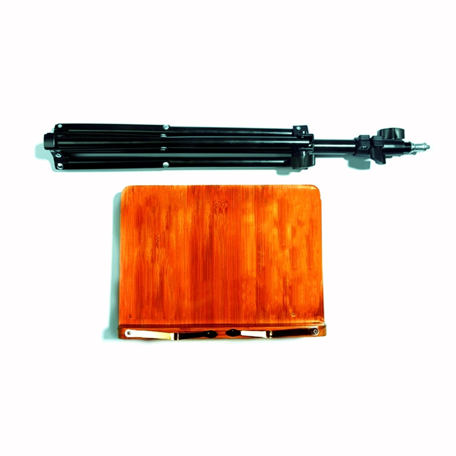 Miwayer Bamboo Conductor Music Stand, Height Adjustable, Foldable, With Wide Wooden Bookplate (Triangle Steel Bracket)