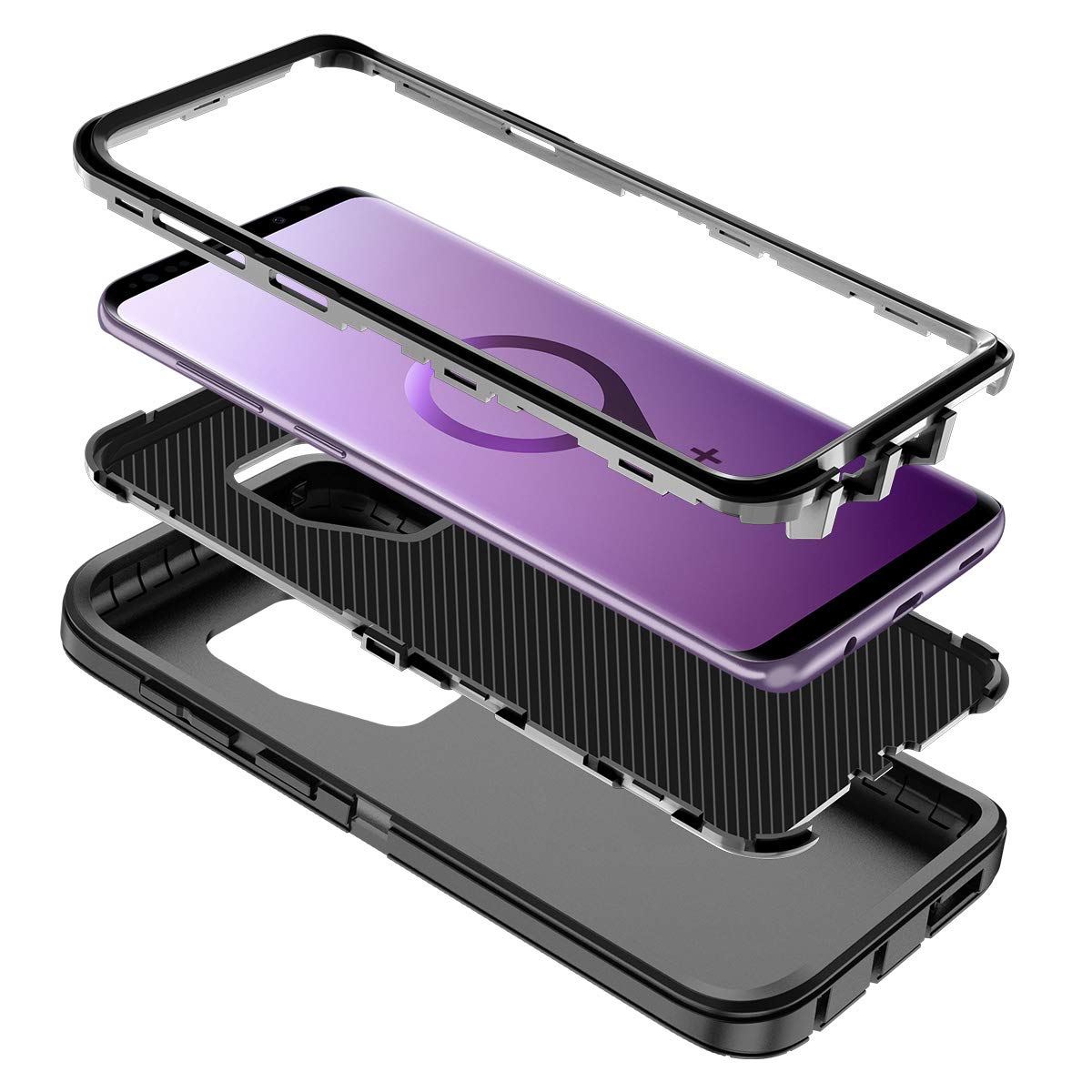 I-HONVA Samsung Galaxy S9 Plus Shockproof Dust/Drop Proof 3-Layer Full Body Protection Phone Case Polycarbonate Black