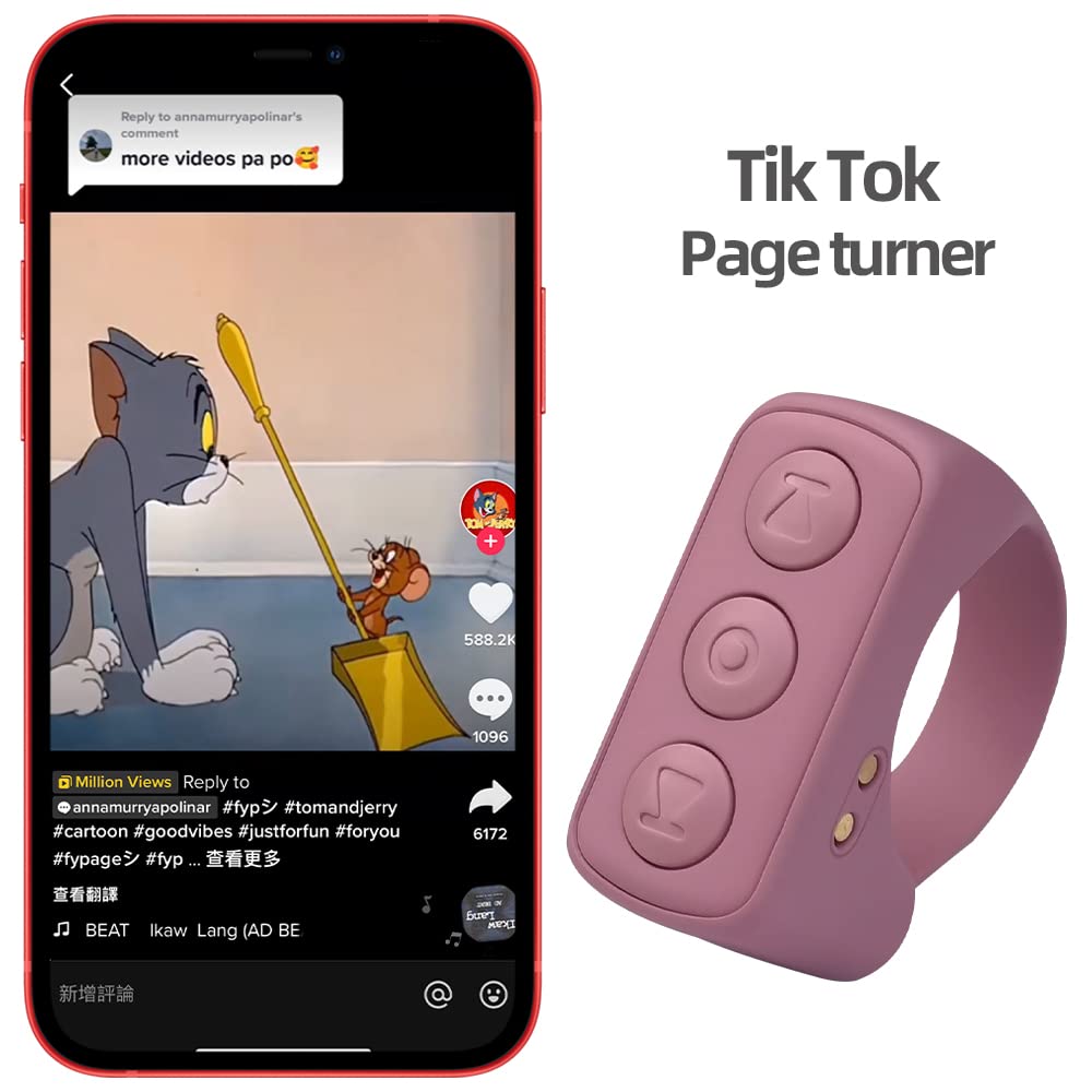 Tiktok Remote Control Page Turner, Wireless Bluetooth Camera Video Recording Remote, Tik Tok Scrolling Ring For Iphone, Ipad, Io