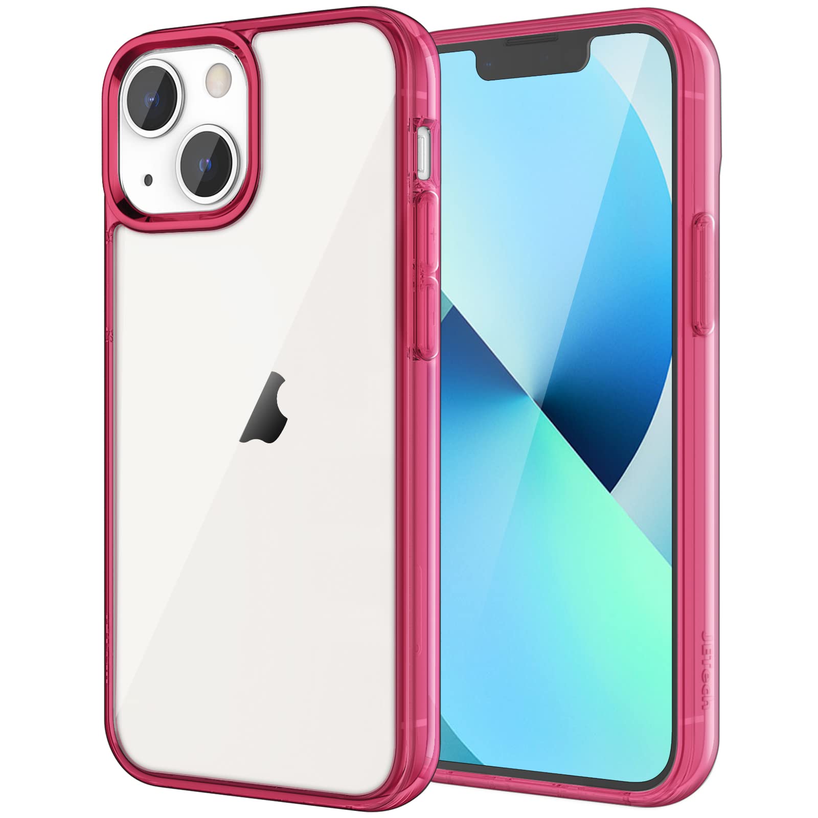 Jetech Case Compatible With Iphone 13 61 Inch, Shockproof Phone Bumper Cover, Anti Scratch Clear Back (Red)