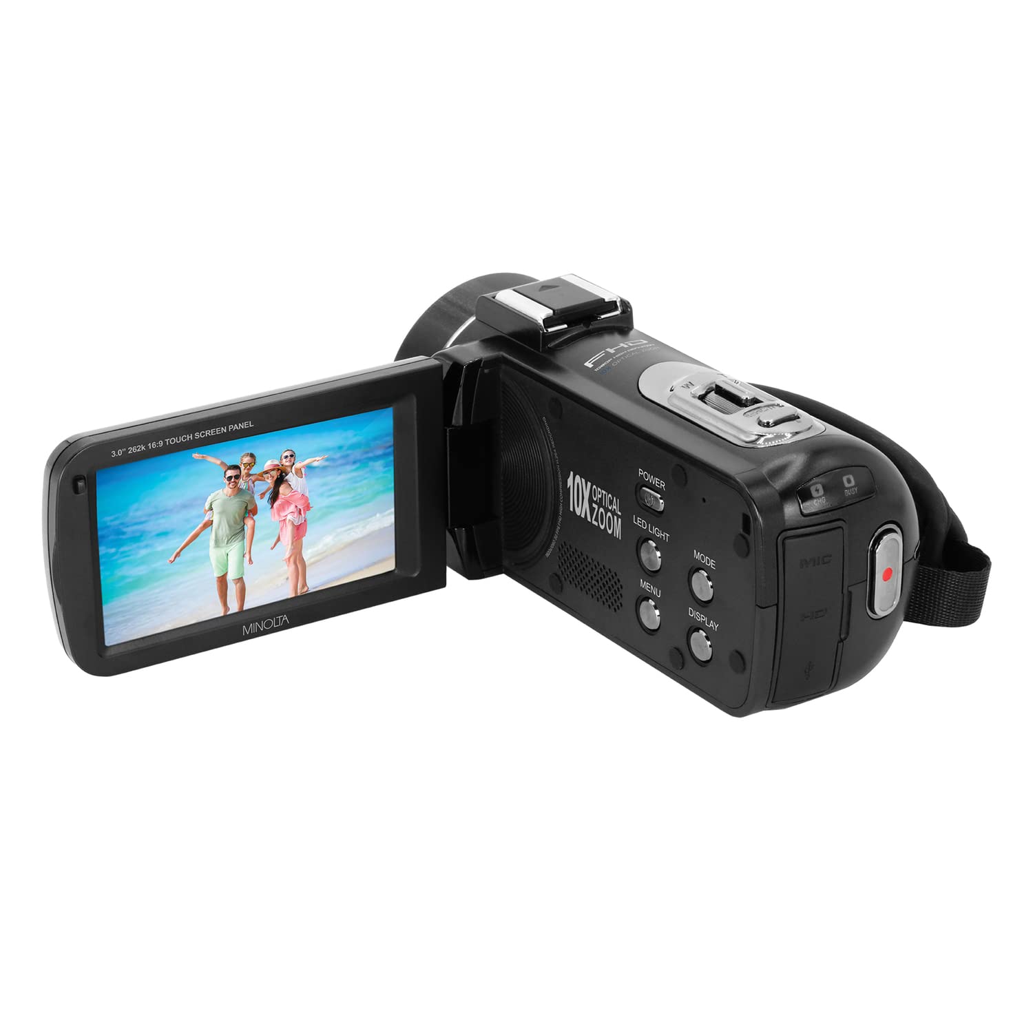 Minolta Mn100Hdz Bk Mn100Hdz Full Hd 36X Digital Zoom Video Camcorder With Rechargeable Battery, Black