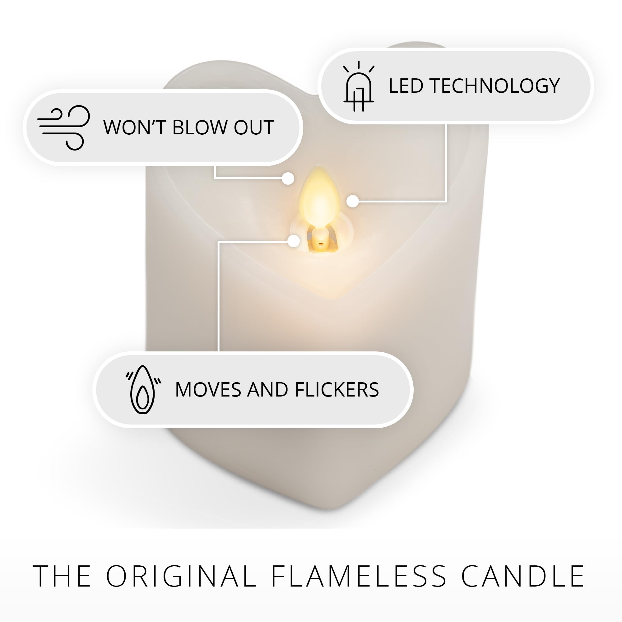 Luminara White Heart Shaped Pillar Candle   Flickering Real Flame Technology   Remote Ready   Romantic Valentine'S Collection