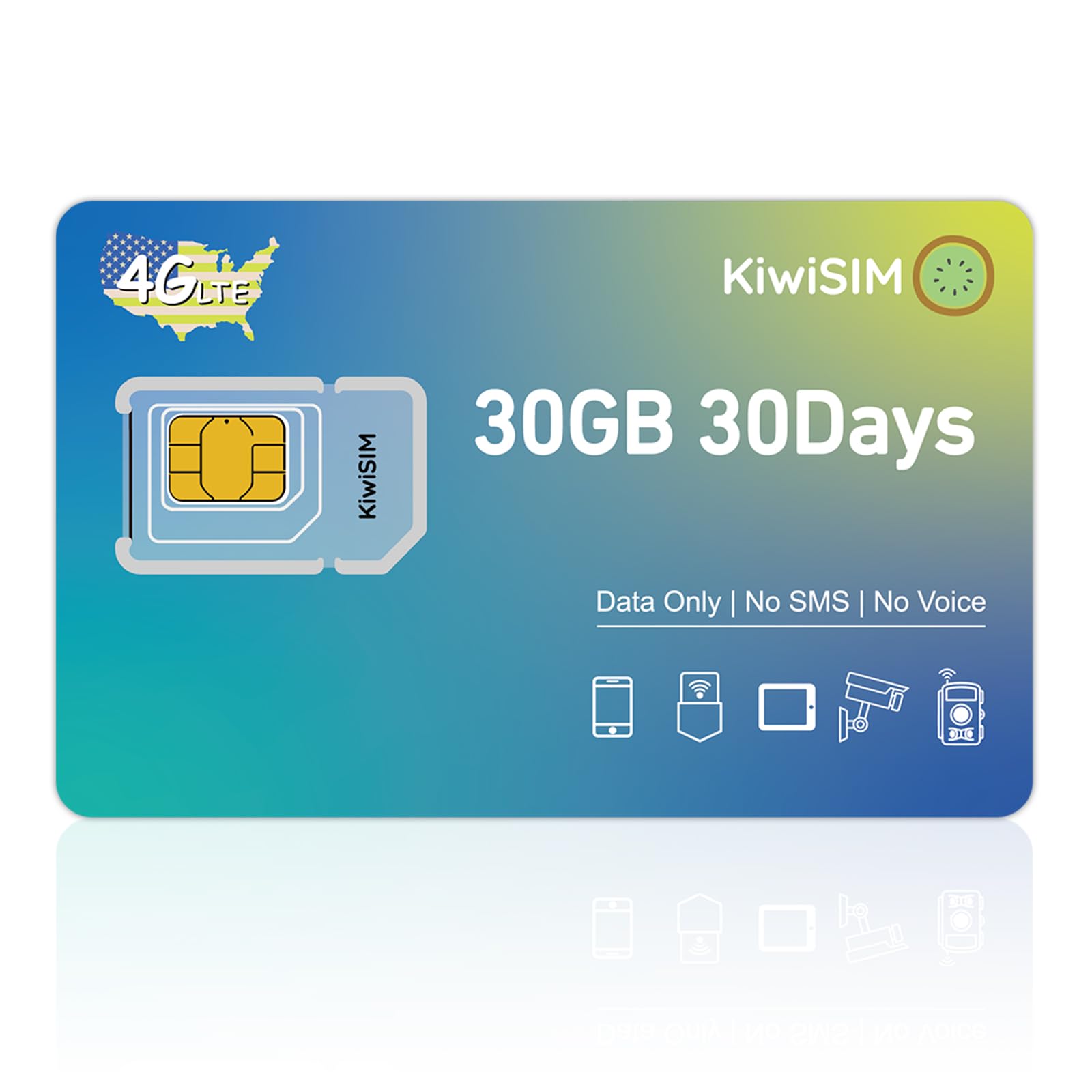 Prepaid SIM Card USA | 4G LTE Data SIM Card with 30GB 30Days | Support for AT&T, T-Mobile and Verizon| Works with Unlocked Table