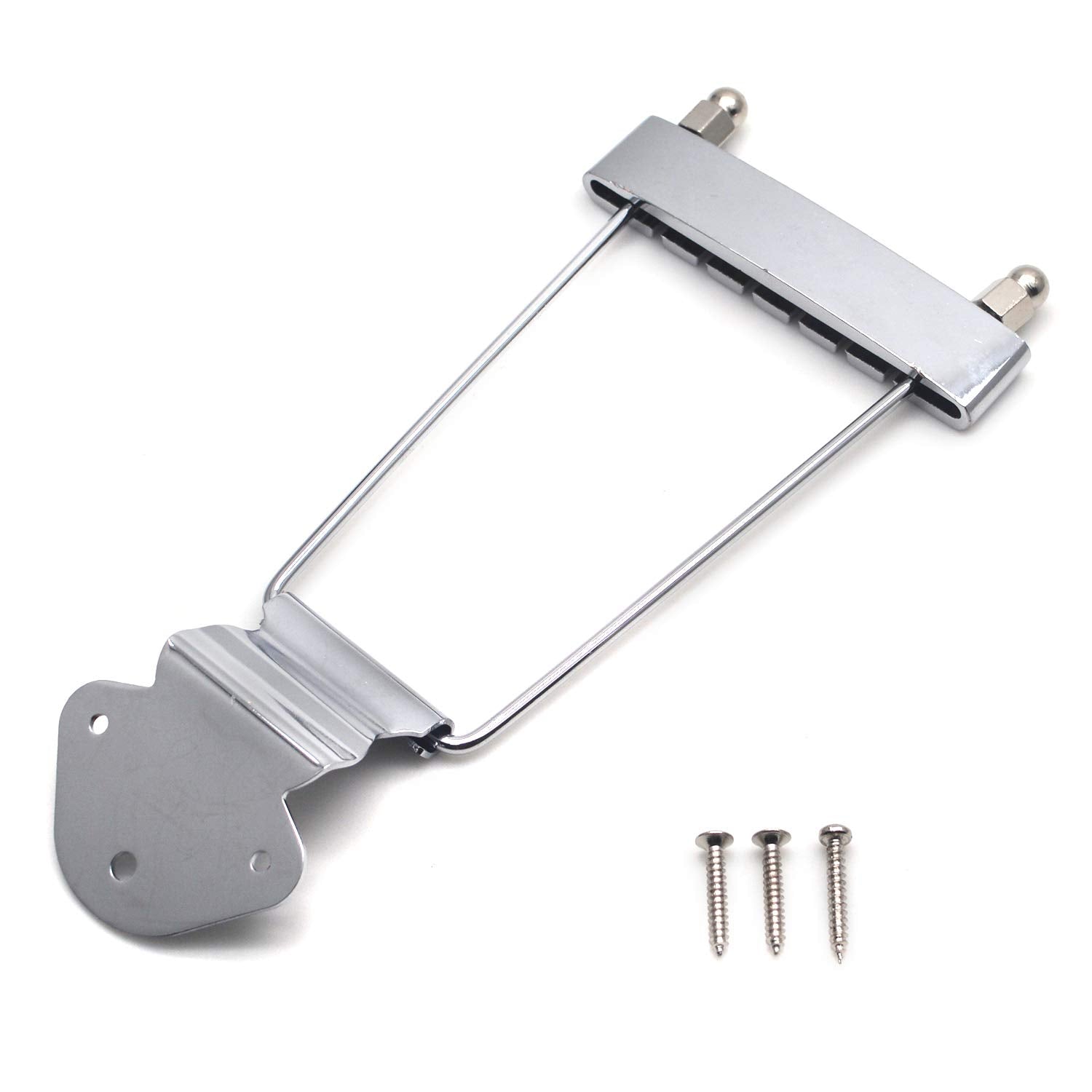 Farboat 6 String Trapeze Tailpiece Bridge Metal Replacement Accessories For Lp Jazz Archtop Guitar With Screws (Silver)