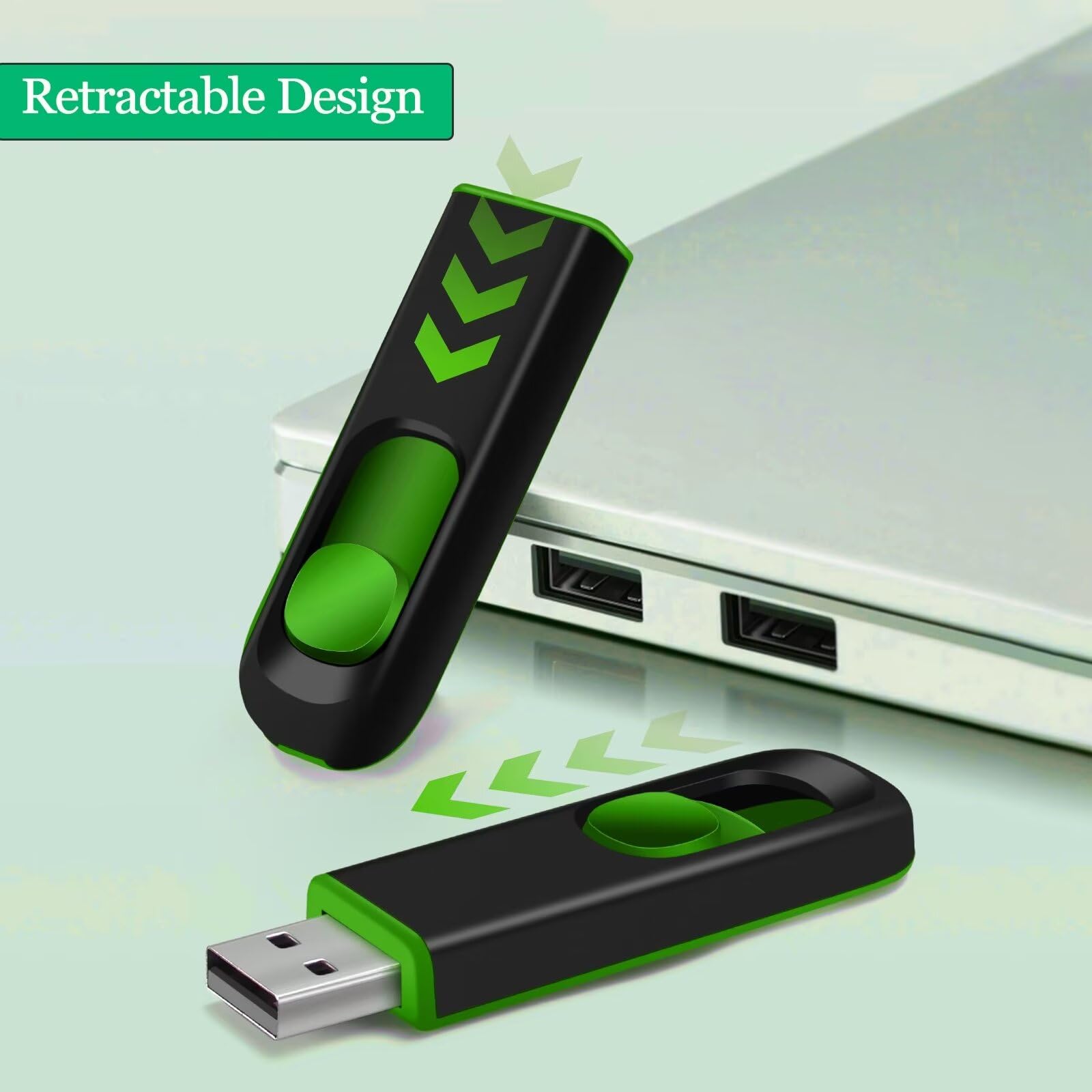 Makactua 64Gb Usb Flash Drive, Usb 2.0 Memory Stick Thumb Drive Pen Drives Jump Drive For Data Storage Black/Green