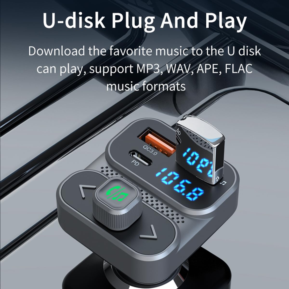 Bluetooth Fm Transmitter For Car, Wireless Bluetooth Car Adapter With 36W Qc 3.0 + Pd 3.0 Usb C Fast Charger, Bluetooth 5.0 Car