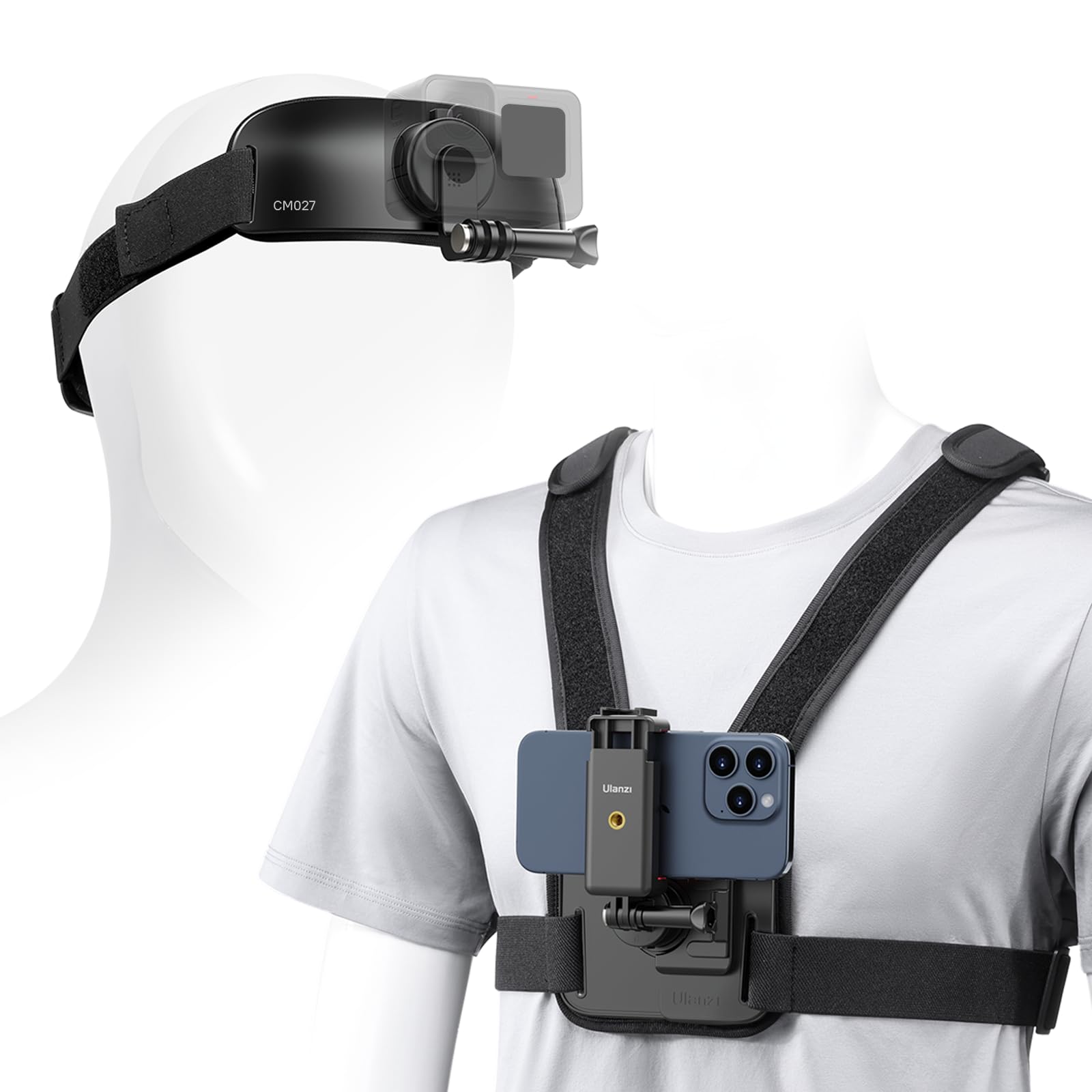 Ulanzi Phone Chest And Head Mount Kit For Pov Sets - Hands Free Phone Holder Support Vertical Shots, Compatible With Iphone, Gop