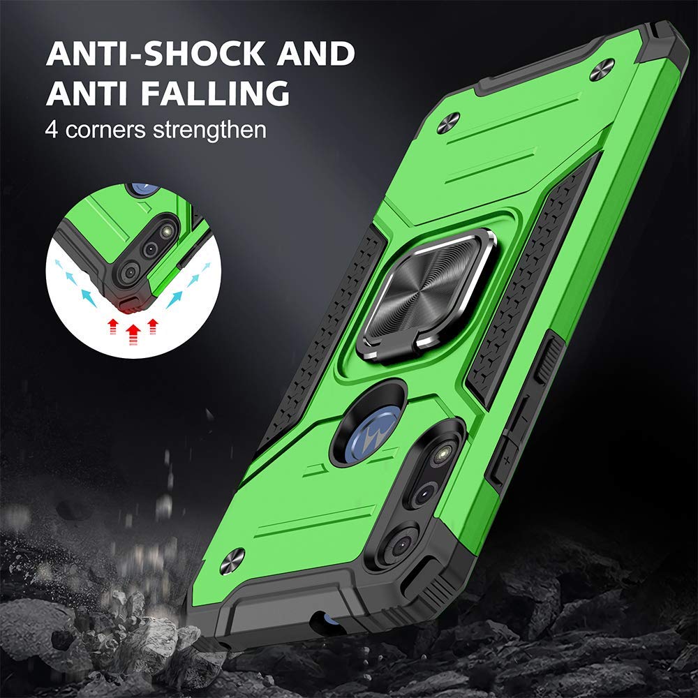 Hnhygete For Moto E Phone Case, Motorola E Case, With Hd Screen Protector, Shockproof Tough Rugged Hard Rubber Bumper With 360 R