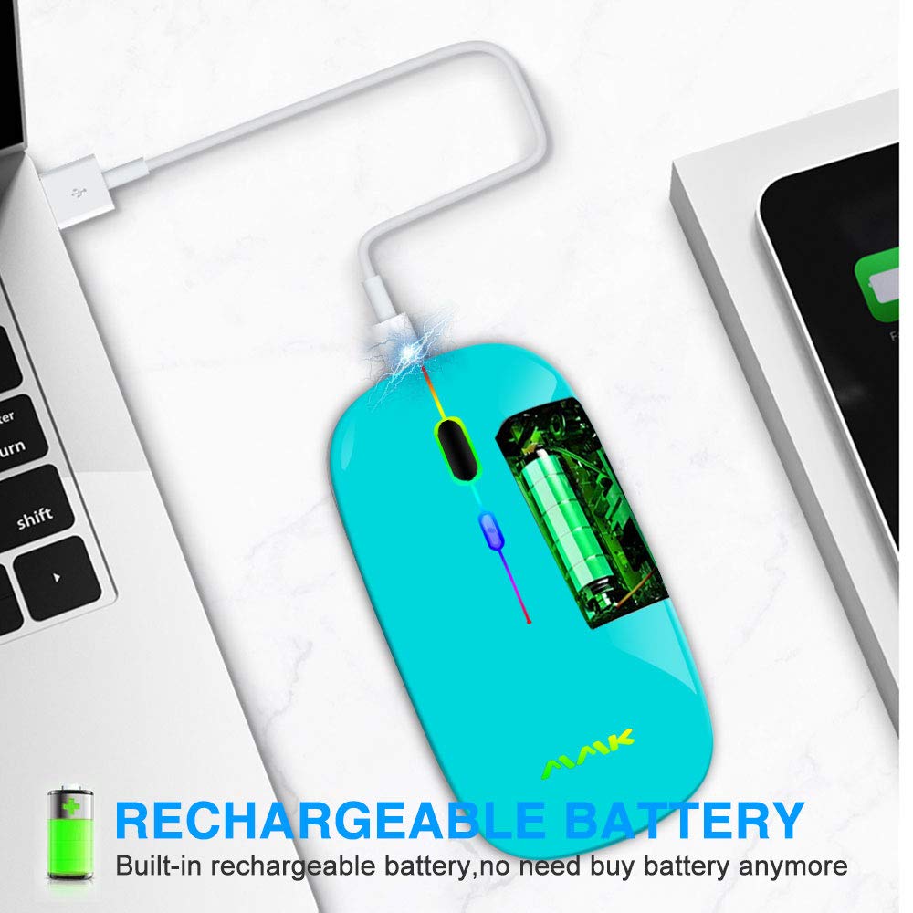 Wireless Bluetooth Mouse For Laptop, Rechargeable Mouse 2.4G Usb Optical Wireless Mouse, Led Slim Dual Mode(Bluetooth 5.0 And 2.