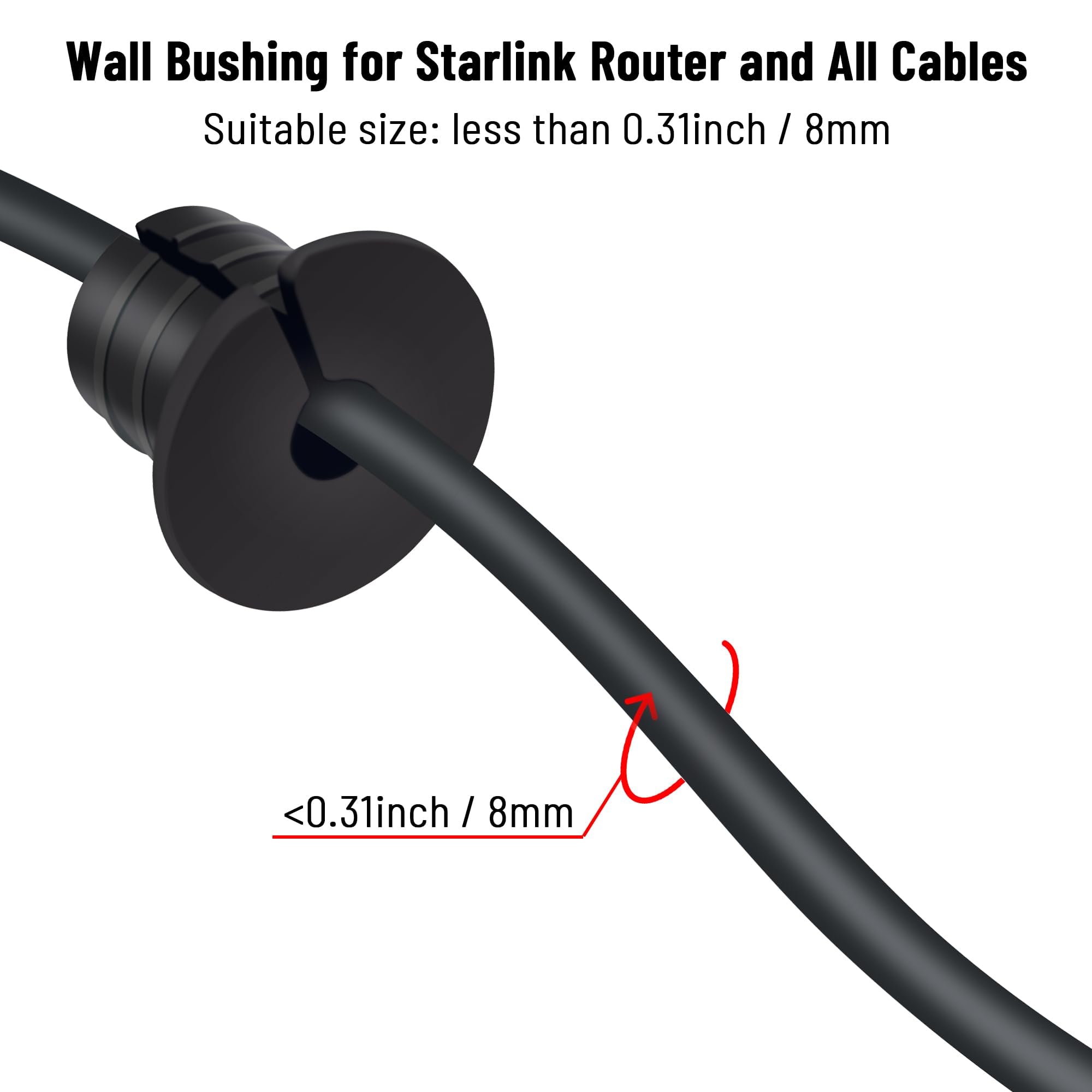 Cable Routing Kit For Starlink For 3/4 Inch Wall Hole, Starlink Accessories, Silicone Cable Wall Pass, Starlink Anti Slip Wall G