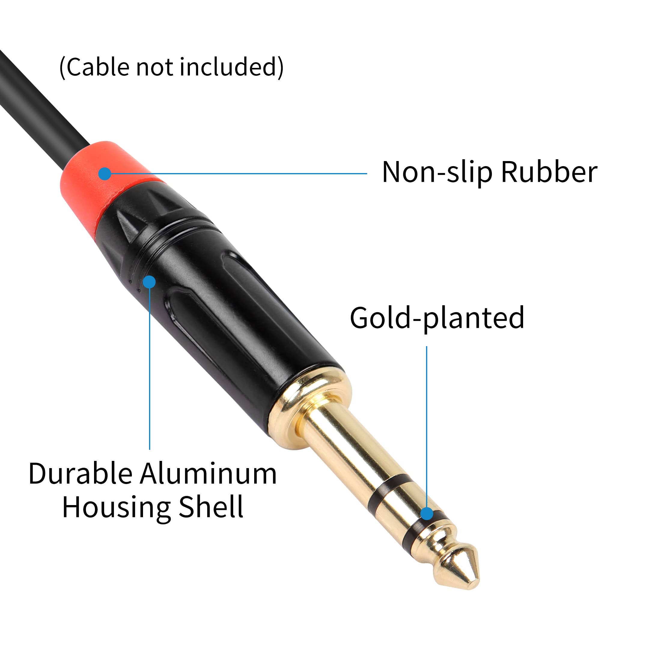 Yacsejao Trs 1/4'' Audio Plug 2Pack 6.35Mm Male Stereo Audio Plug 1/4 Inch Solder Type Stereo Plug For Dj Mixer Speaker Guitar C