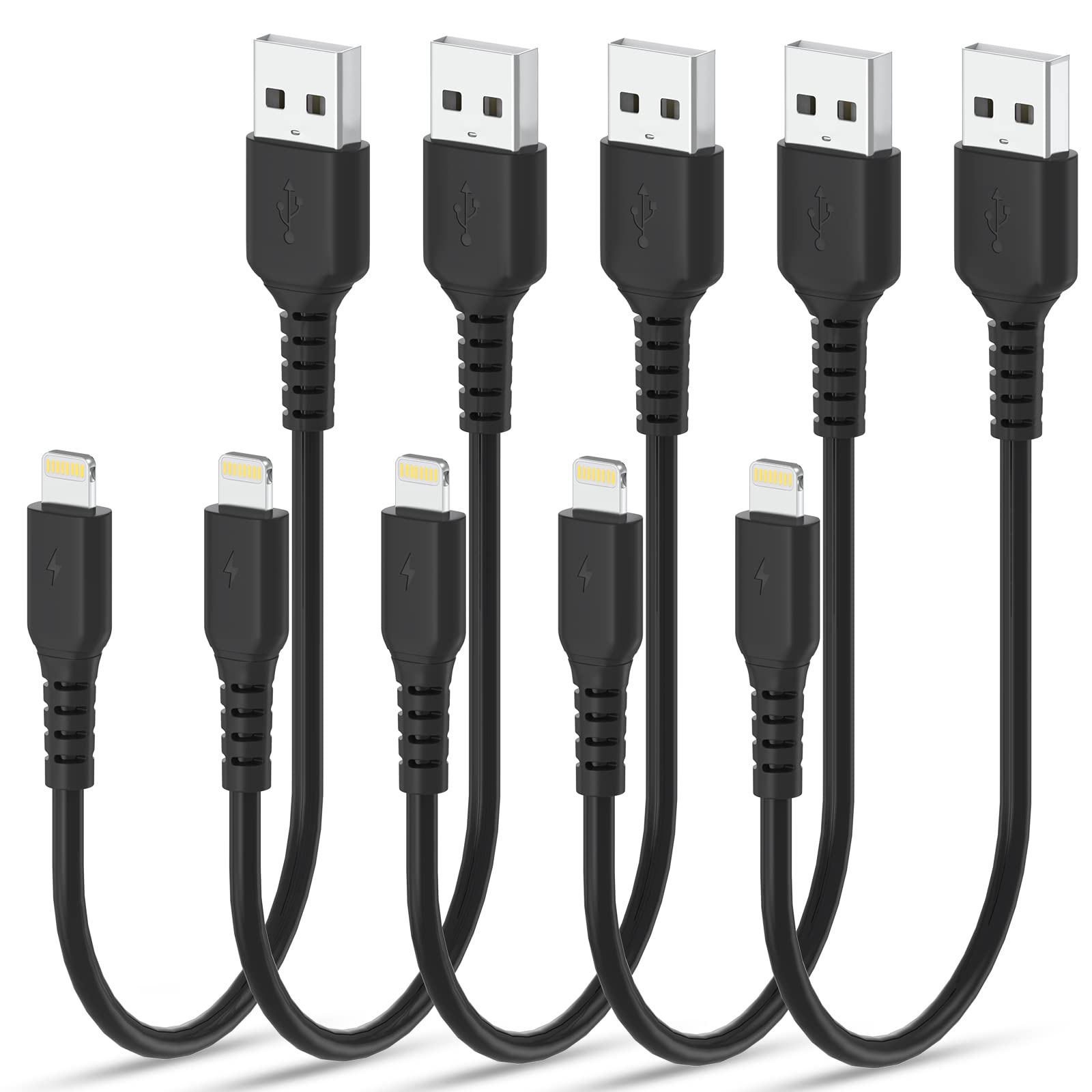 1Ft Iphone Charger Cord, 5Pack Apple Short Usb A To Lightning Cable 12 Inch, Mfi Certified Apple Charger Cable Fast Charging For