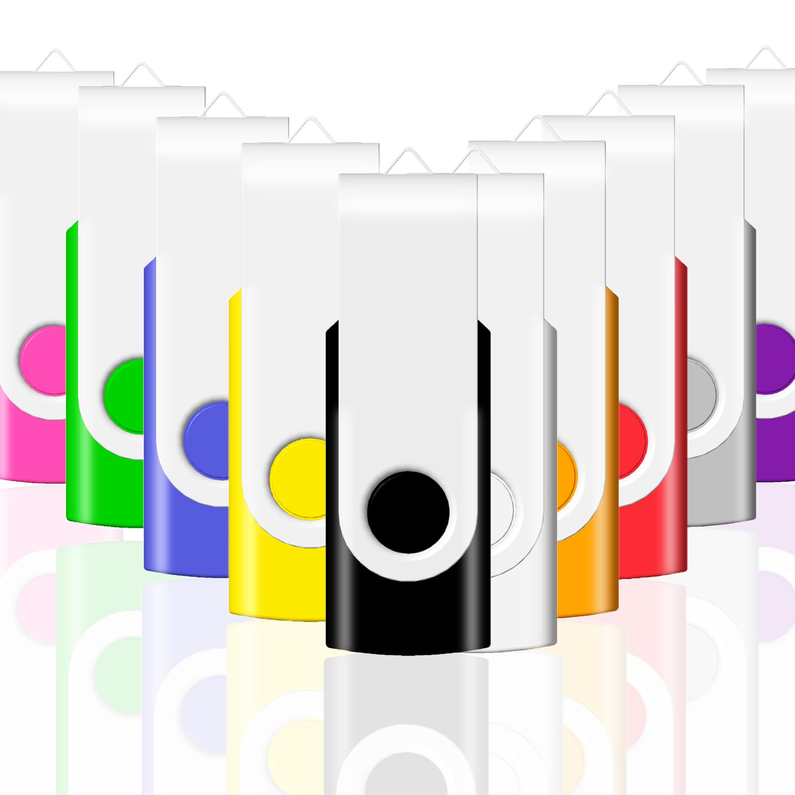 Jbos 32Gb Usb Flash Drive 10 Pack   Usb 2.0 Swivel Memory Sticks, Mixed Colors   Thumb Drives 10 Pack, Jump Drives, Pen Drives, 