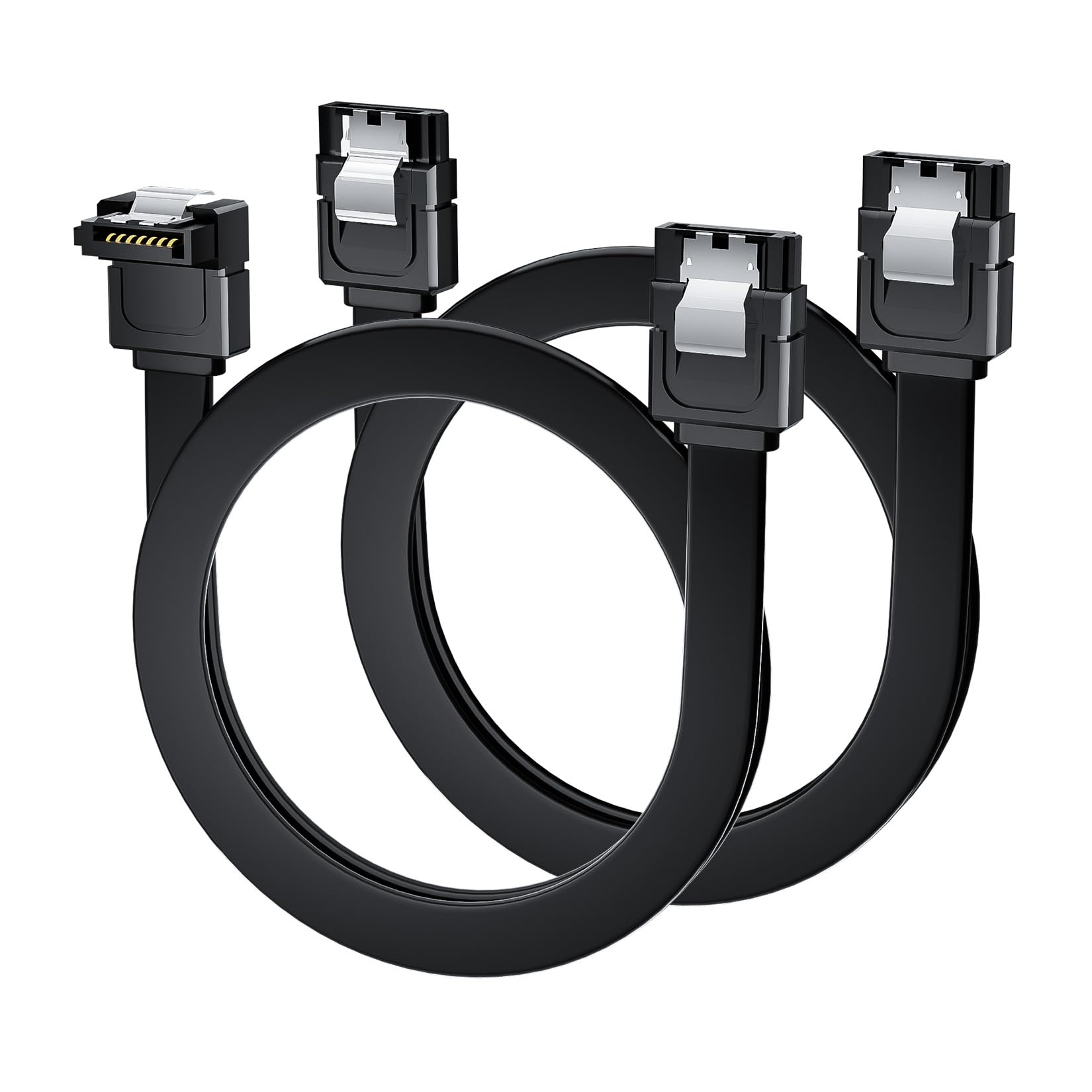 Bolaazul Sata Cable Iii Right Angle & Straight, 2 Pack Sata Data Cables 90 Degree + Sata 3 Cable Straight To Straight, 6Gbps Tan