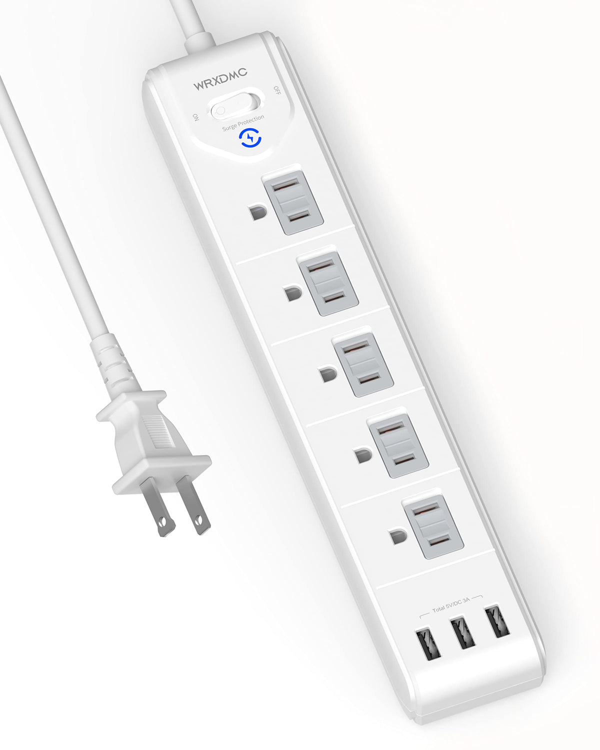 2 Prong Power Strip, Wrxdmc 2 Prong To 3 Prong Outlet Adapter, 5Ft Extension Cord With Polarized Plug, 1680J Surge Protector, 5 
