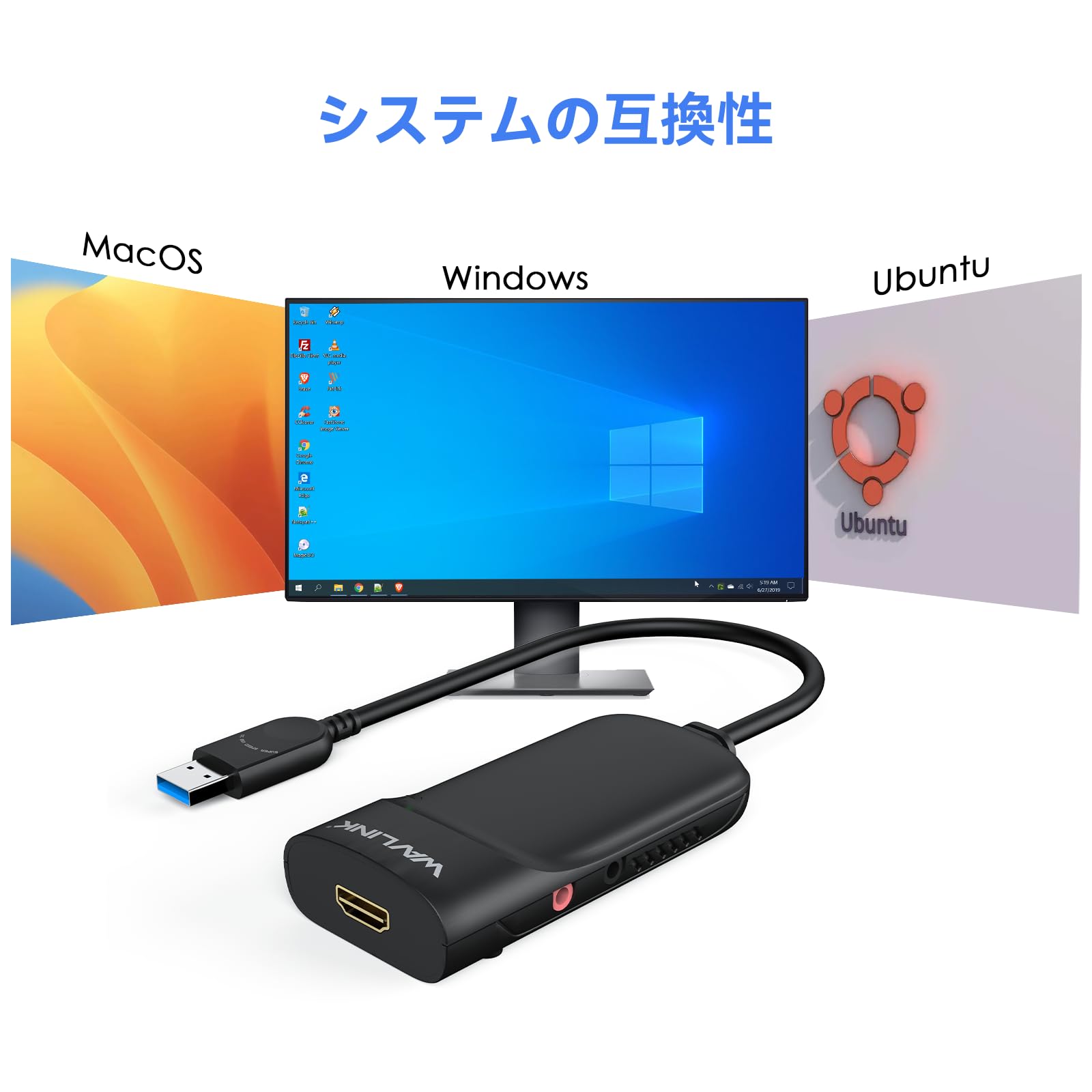 Wavlink Usb 3.0 To Hdmi Universal Video Adapter, Displaylink Chips Supports Up To 6 Monitor Displays, Compatible With Windows, Macos, Ubuntu 20.04,22.04,Lts, Chromeos Upgrade Version