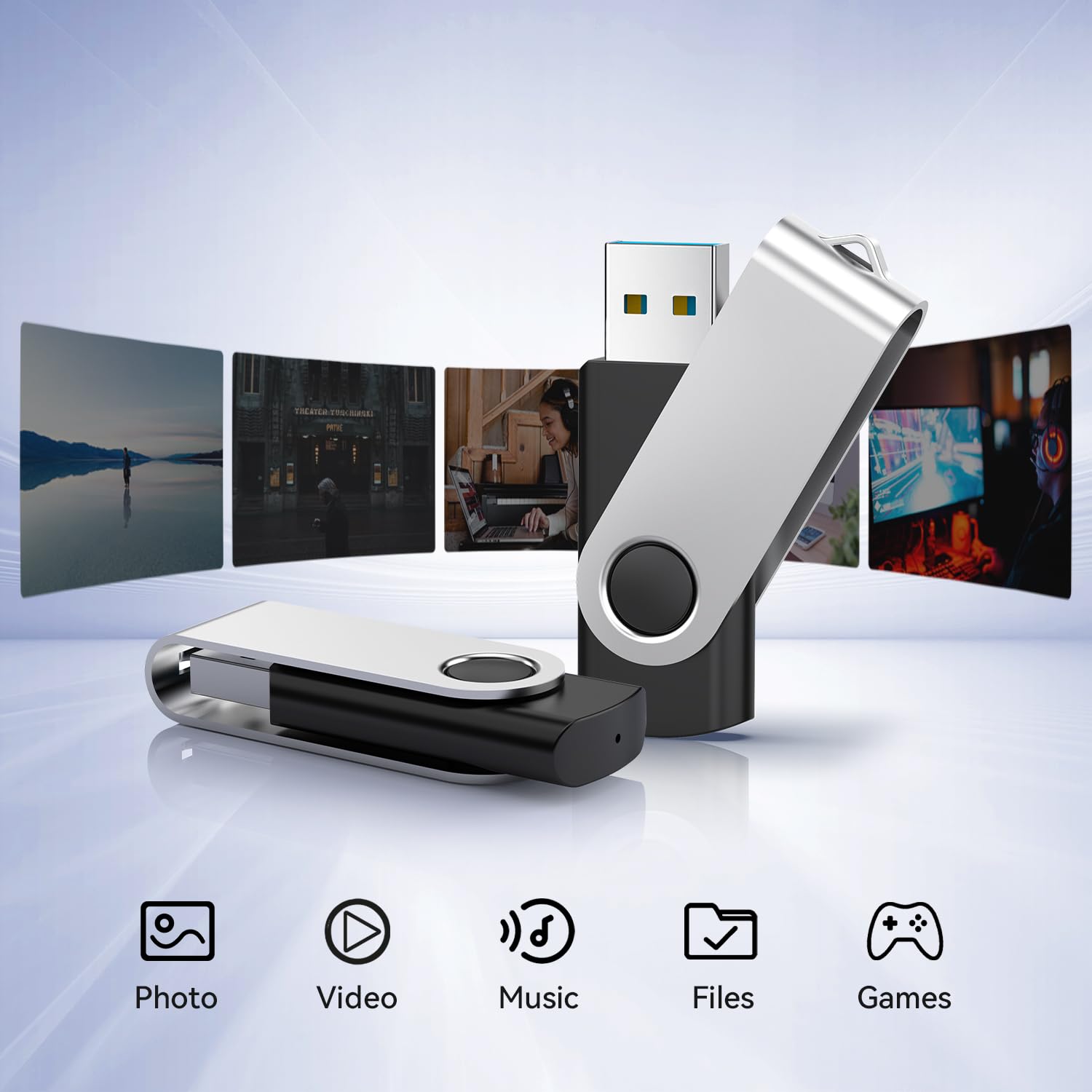 Juanwe 5 Pack 64Gb Usb Flash Drive, 64Gb Flash Drive Usb 2.0 Thumb Drive Memory Stick Pen Drive For Pc/Laptop/Mac