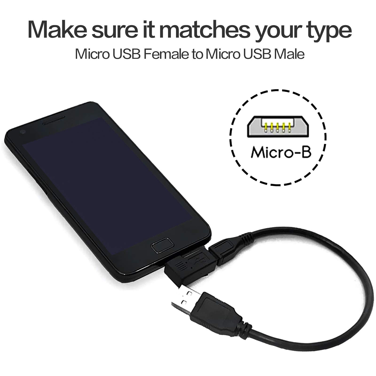 Inovat 1 Pair Right Left Angle Micro Usb Male 90 Degree Usb Male To Micro Female Plug Adapters