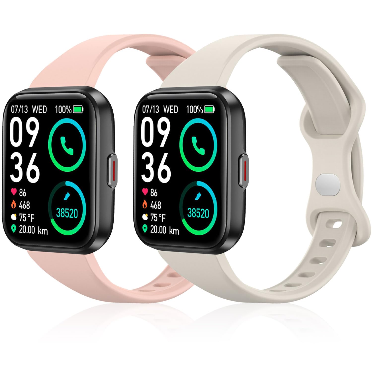 Lzwldan 2 Pack Slim Watch Bands Compatible With Enomir Id208Bt/Aeac Id208Bt Smart Watch,Soft Sport Replacement Strap For Konitee