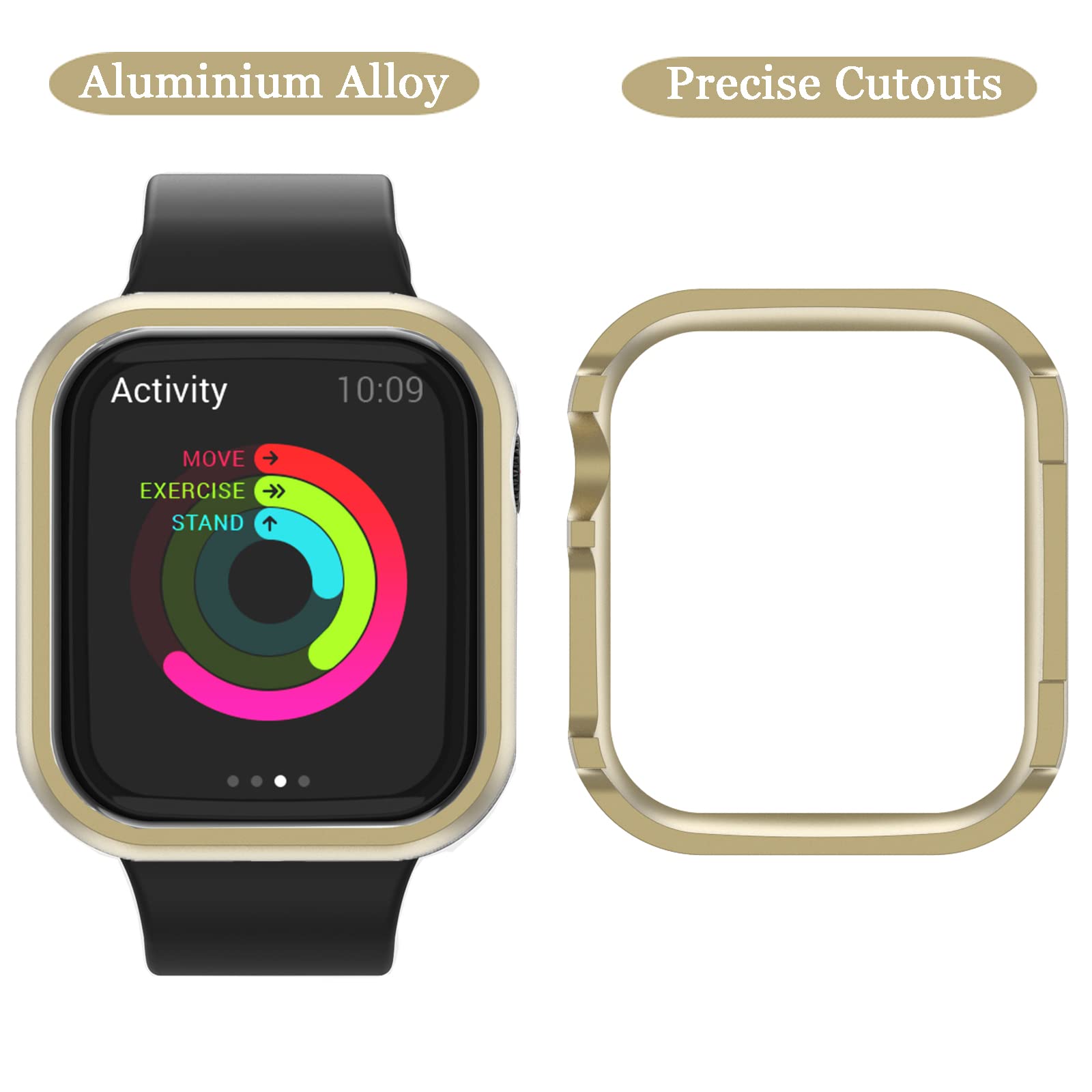 Compatible Gold Apple Watch Series 8 7 Case 41Mm,Ninki Drop Resistance Luxury Aluminium Apple Watch Case 41Mm Protective Case Fo