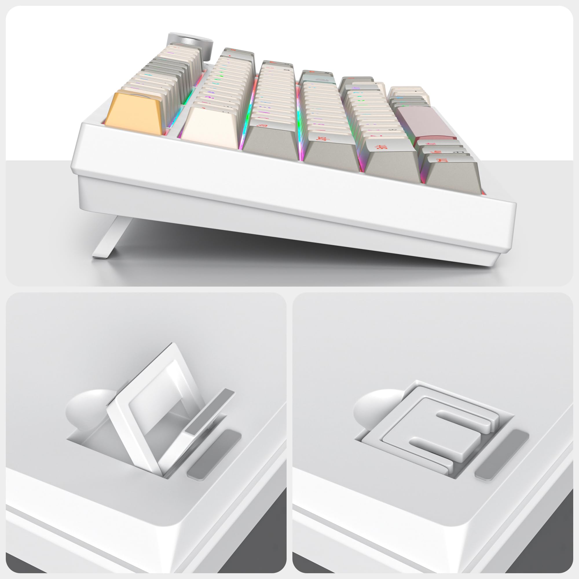 75% Wired Keyboard With Knob, 75 Percent Gaming Keyboard Hot Swappable Gasket Mount,Red Switch,Rgb Backlit 82 Keys Tkl Mechanica