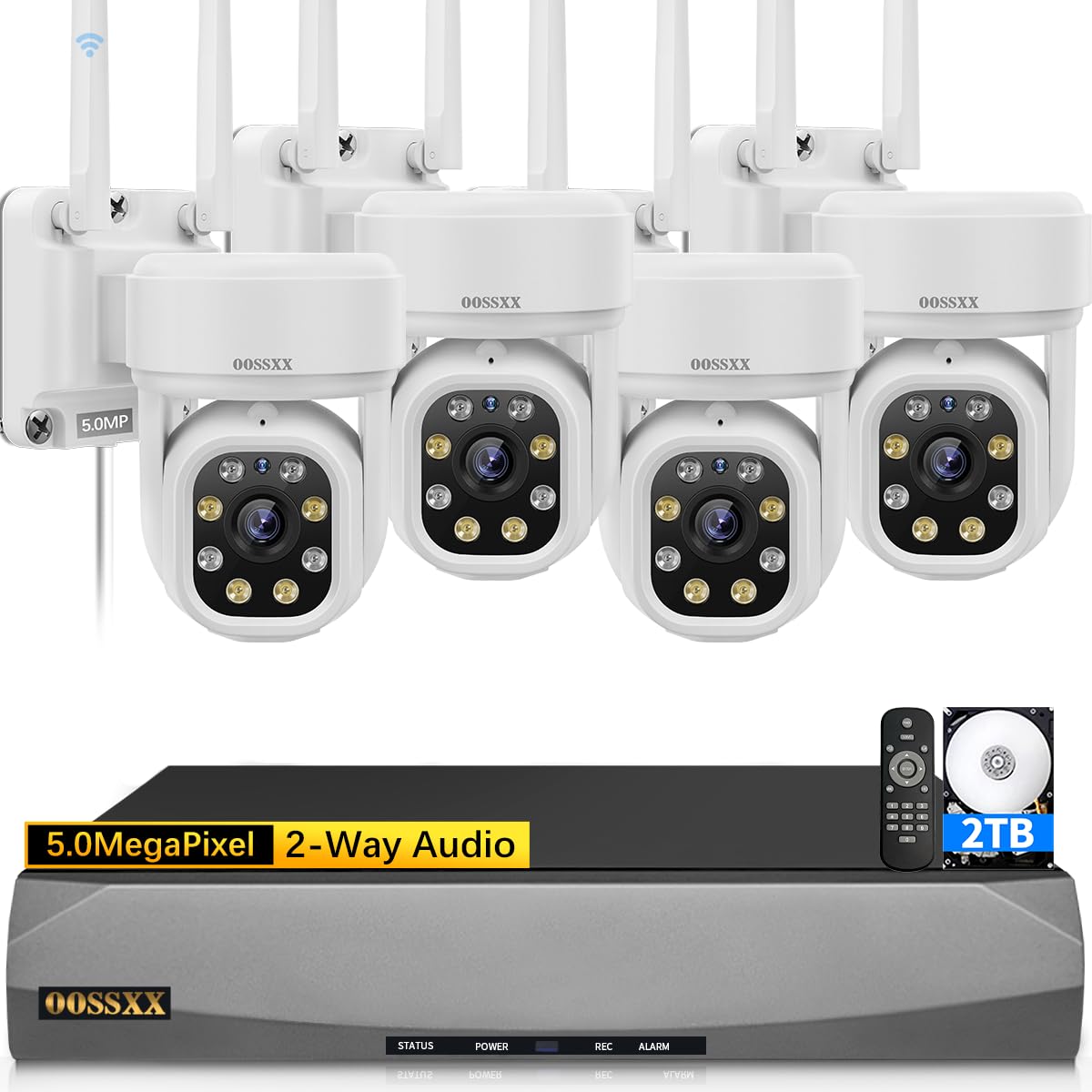 (Auto Vidoe Tracking & 2 Way Audio) Wifi Ptz Outdoor Security Camera System Pan 5Mp Wireless Cameras System 10 Channel Nvr Video