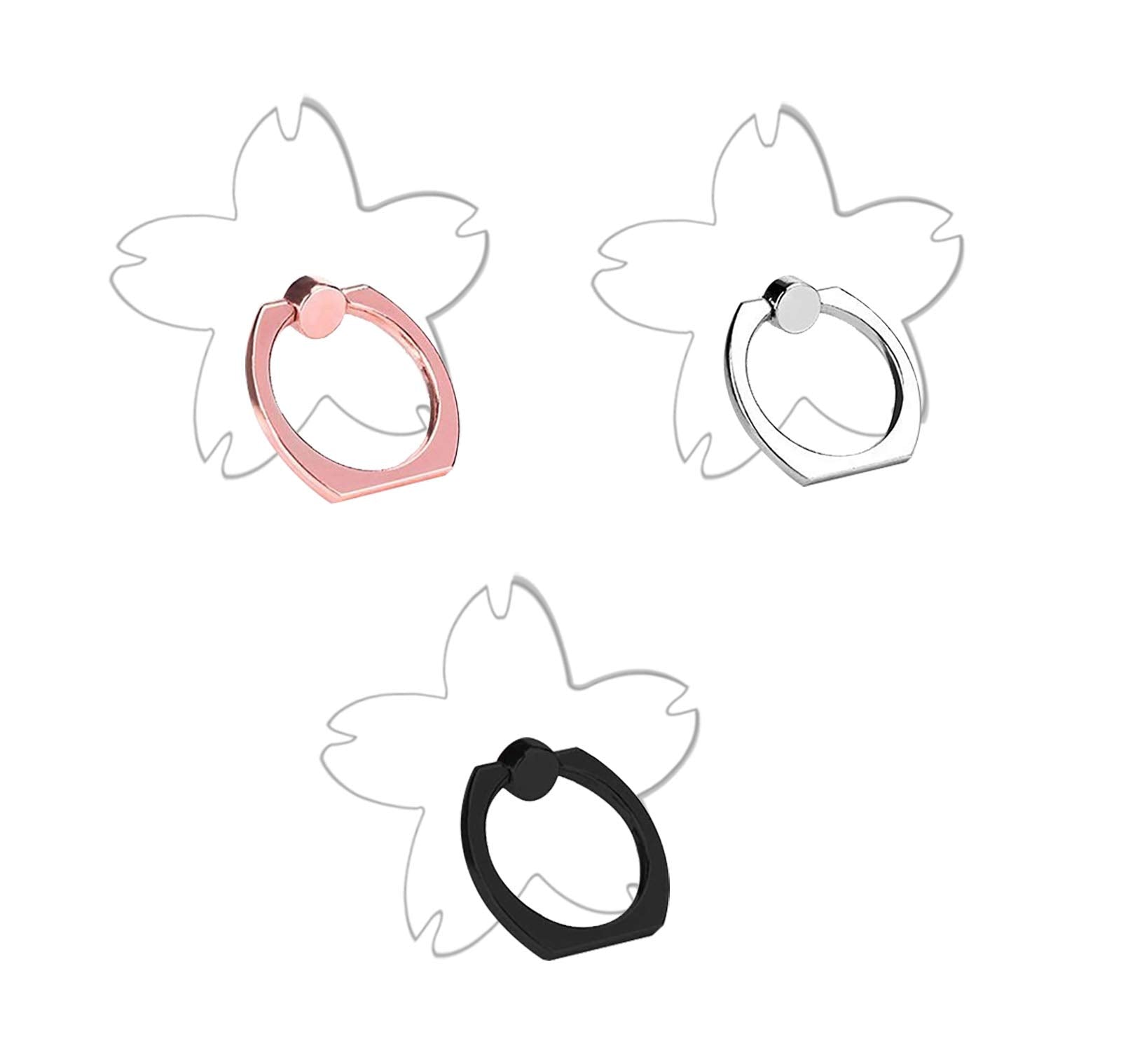 Lenoup Transparent Oriental Cherry Cell Phone Ring Holder Kickstand,360 Rotation Clear Cherry Blossom Cell Phone Finger Ring Gri