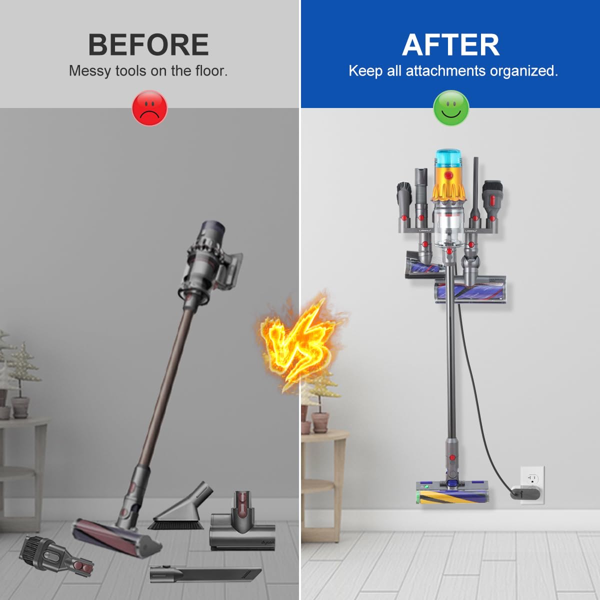 LANMU Accessory Holder for Dyson V15 V12 V11 V10 V8 V7, Docking Station Organizer for Cordless Stick Vacuum Cleaner - Style 1