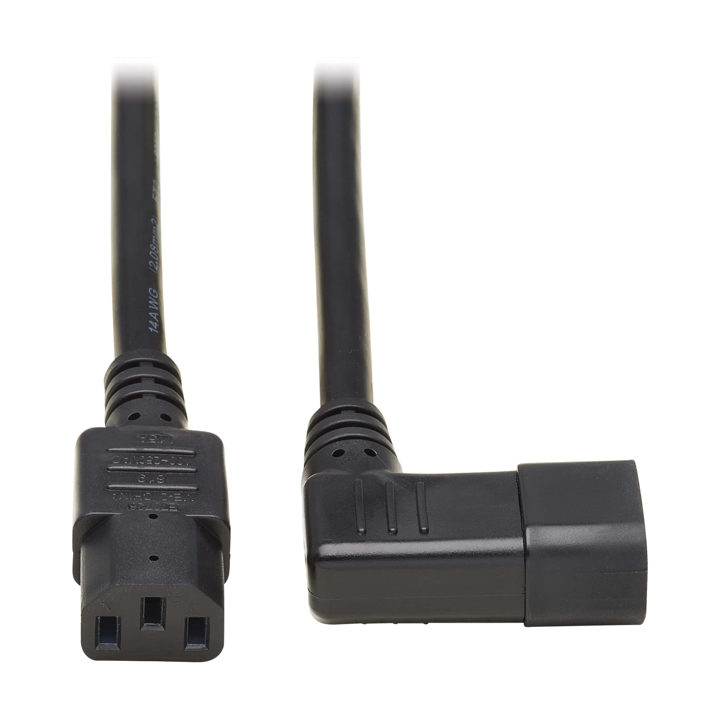Tripp Lite Heavy-Duty Power Extension Cord 15A, 14AWG (Right Angle IEC-320-C14 to IEC-320-C13) 6-ft.(P005-006-14RA) , Black