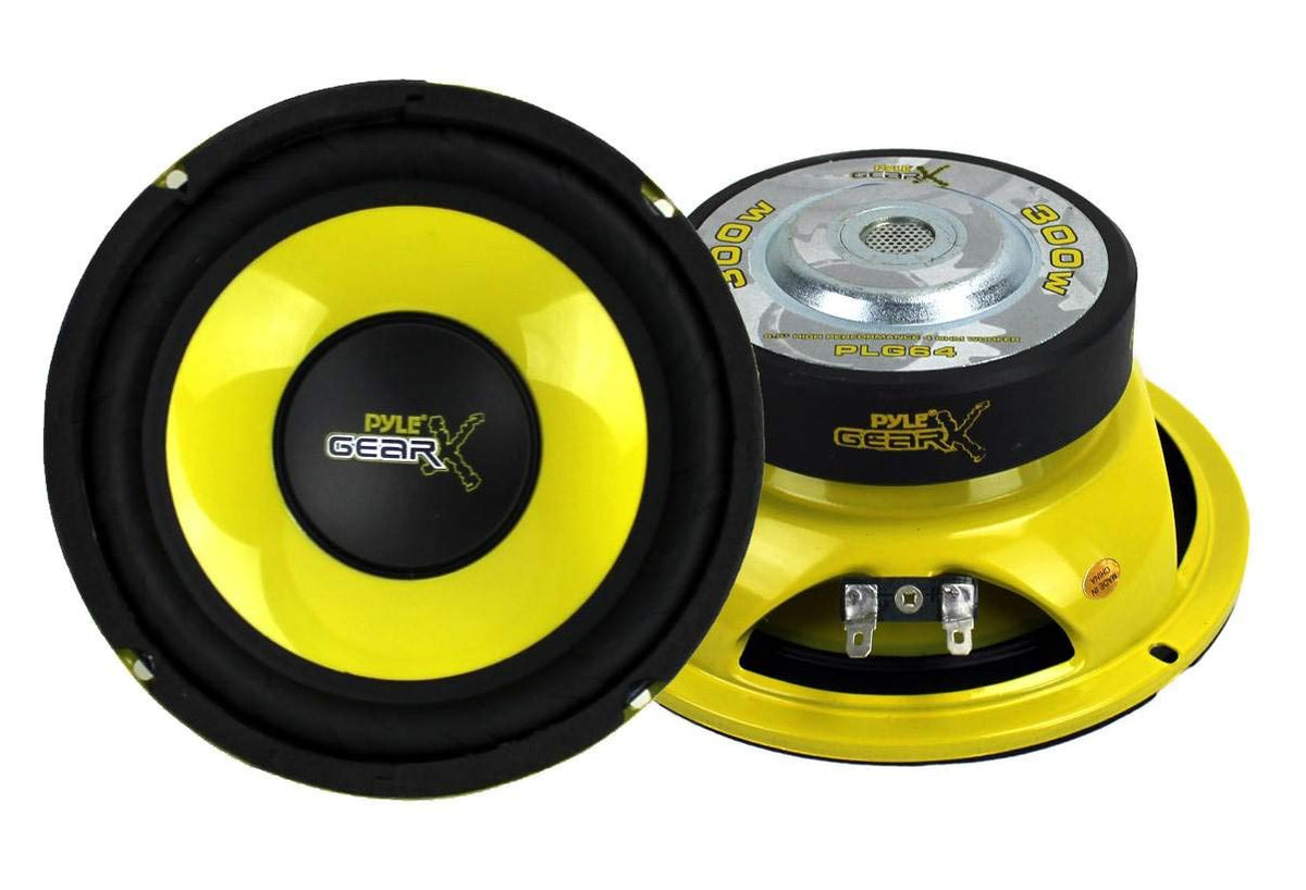 Pyle PLG64 6.5' 300 Watt Car Mid Bass/Midrange Subwoofers Sub Power Speakers (2)