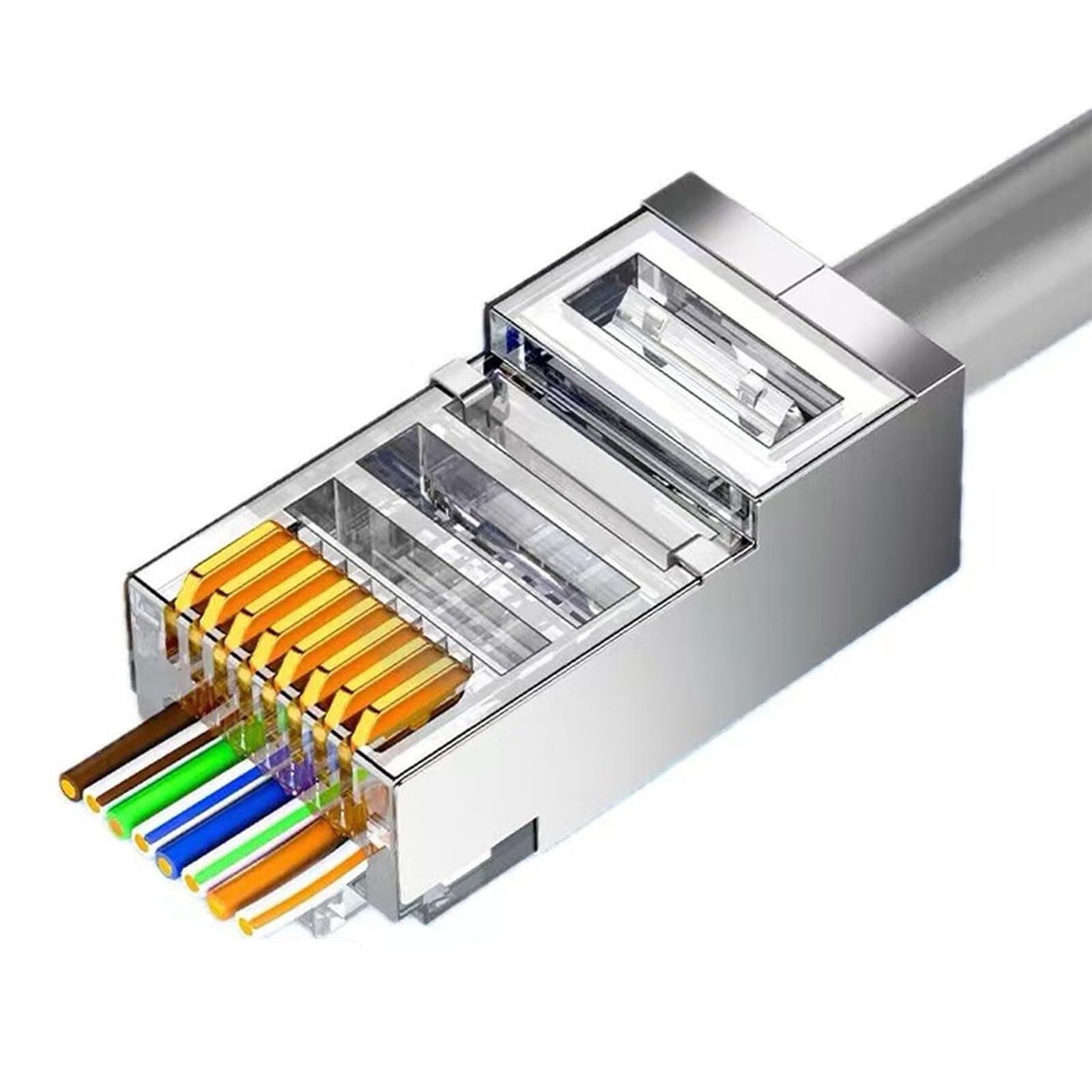 ZOERAX 50Pack RJ45 Cat6 Pass Through Connector Shielded